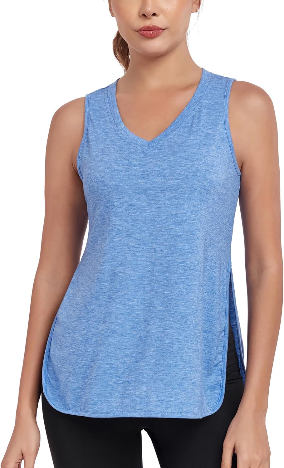 Women's Workout Tank Tops V Neck Running Sports Yoga Sleeveless Shirts Side Split