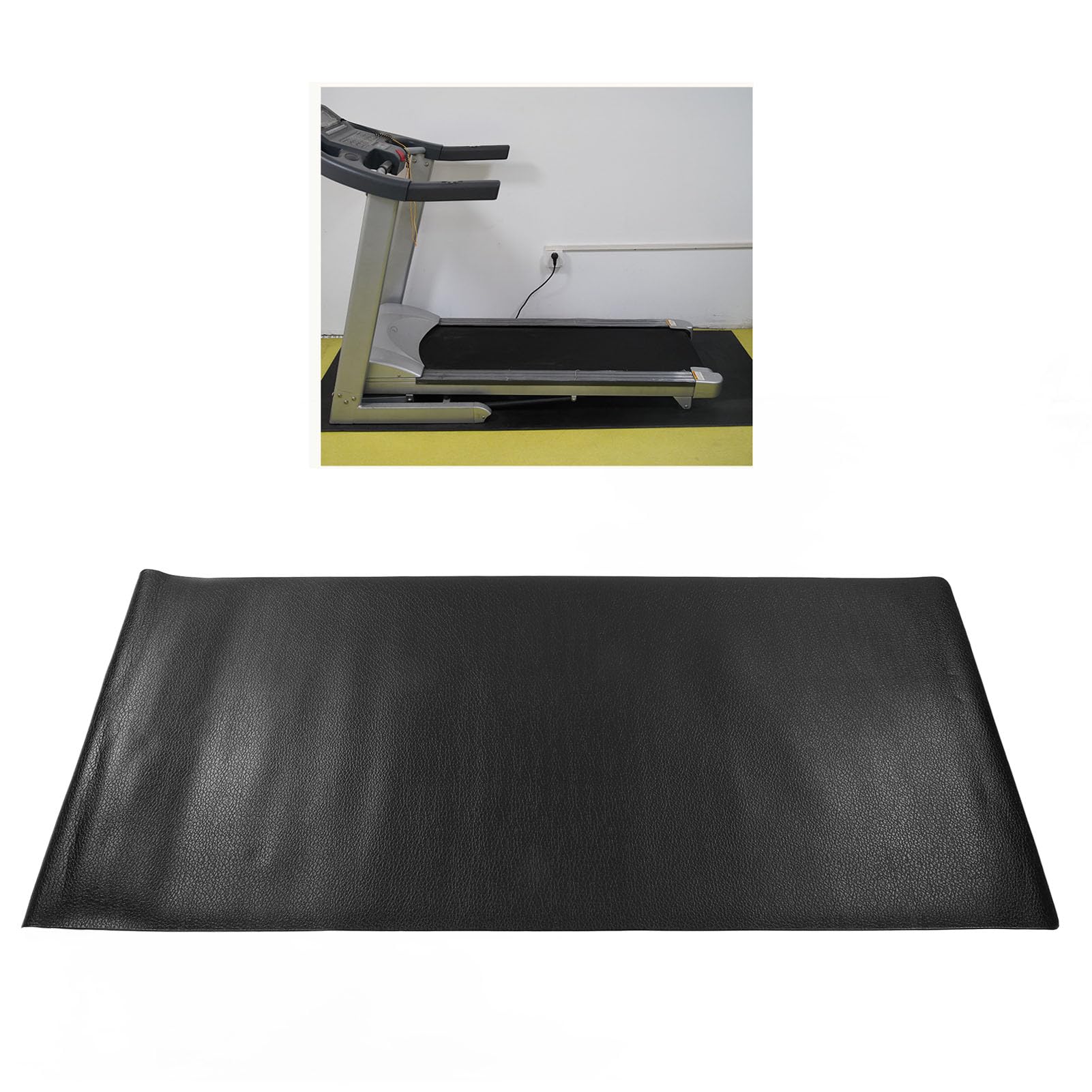 Tapete para cinta de correr a prueba de golpes de PVC, tapete de fitness de 4 mm de grosor, antideslizante, para estabilidad, protección del suelo, 90 x 200 cm
