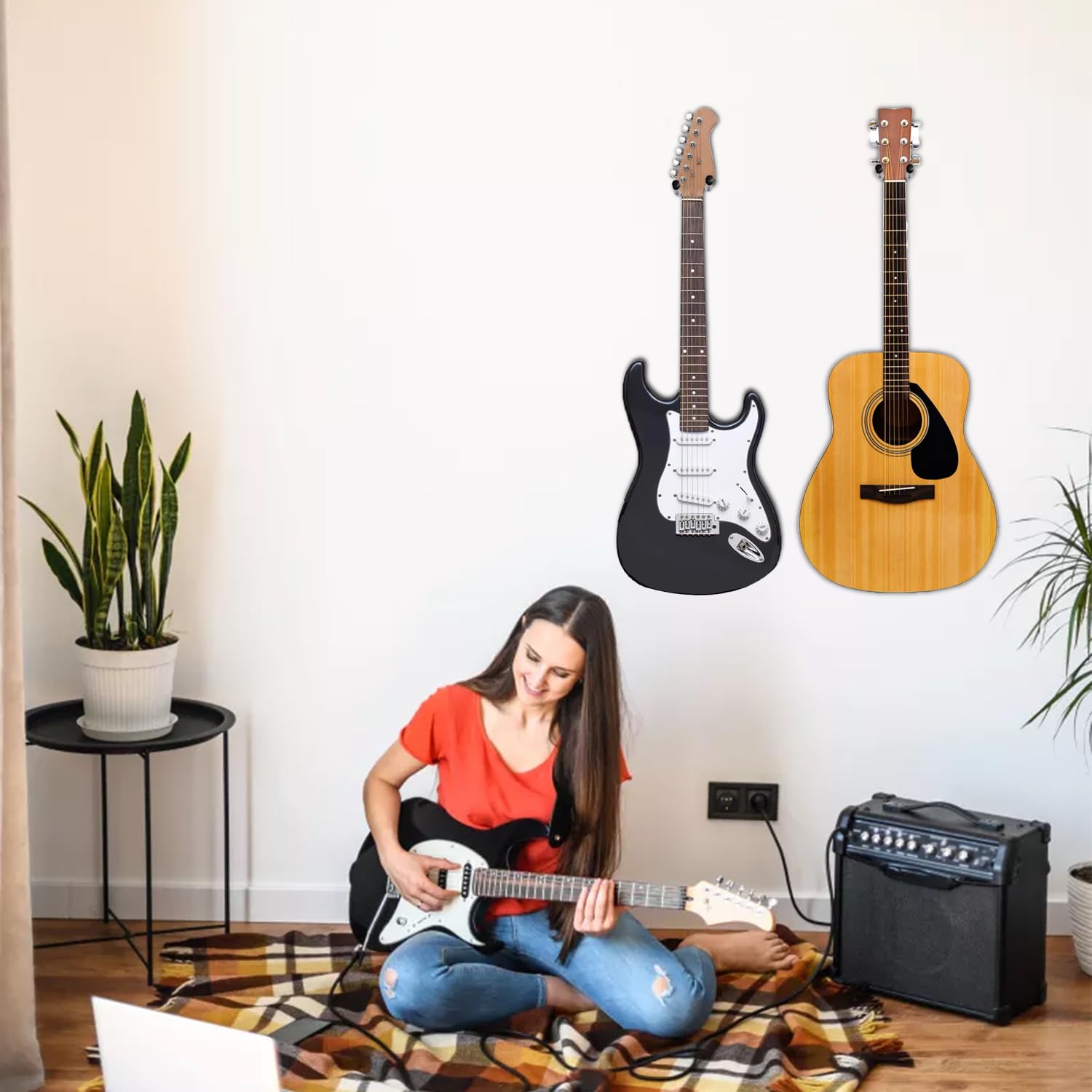 Onmiwod Soporte de pared acrílico para guitarra, soporte de pared de guitarra en forma de U, soporte de pared para guitarra acústica, guitarra eléctrica, banjo, bajo, para guitarristas y hombres