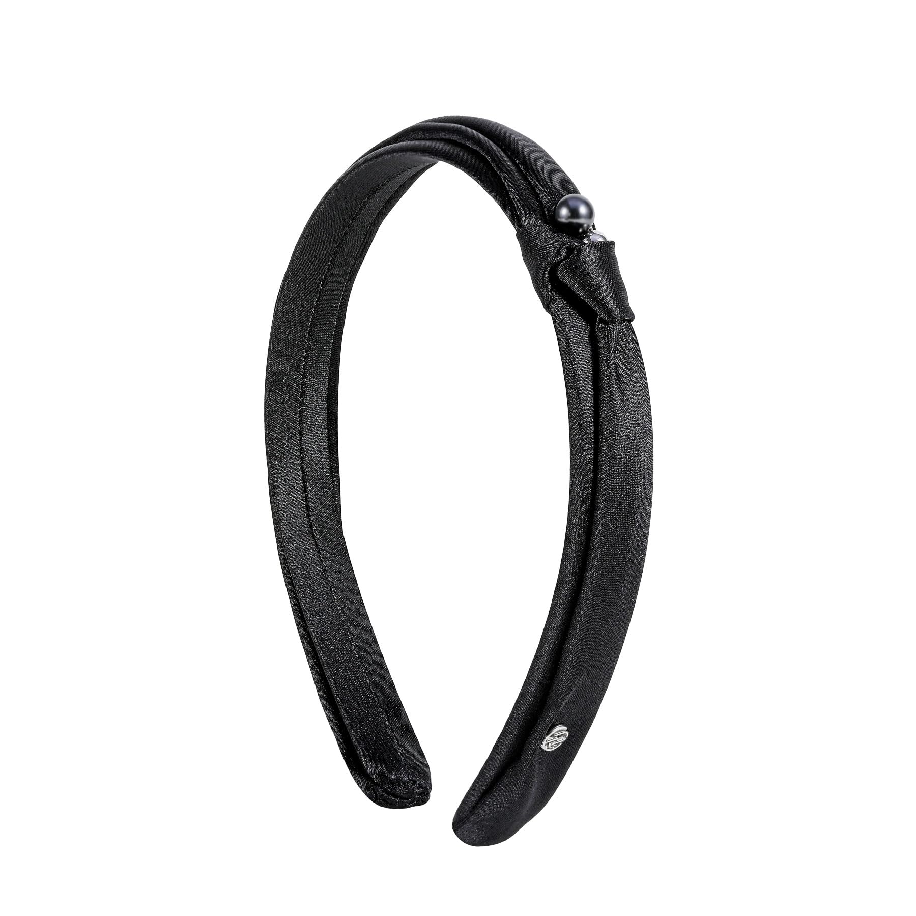 EVITA PERONIHeadband for Women with Bead, Hair Bows HairBand, French Hairband for Women Thick Thin Headband-Black