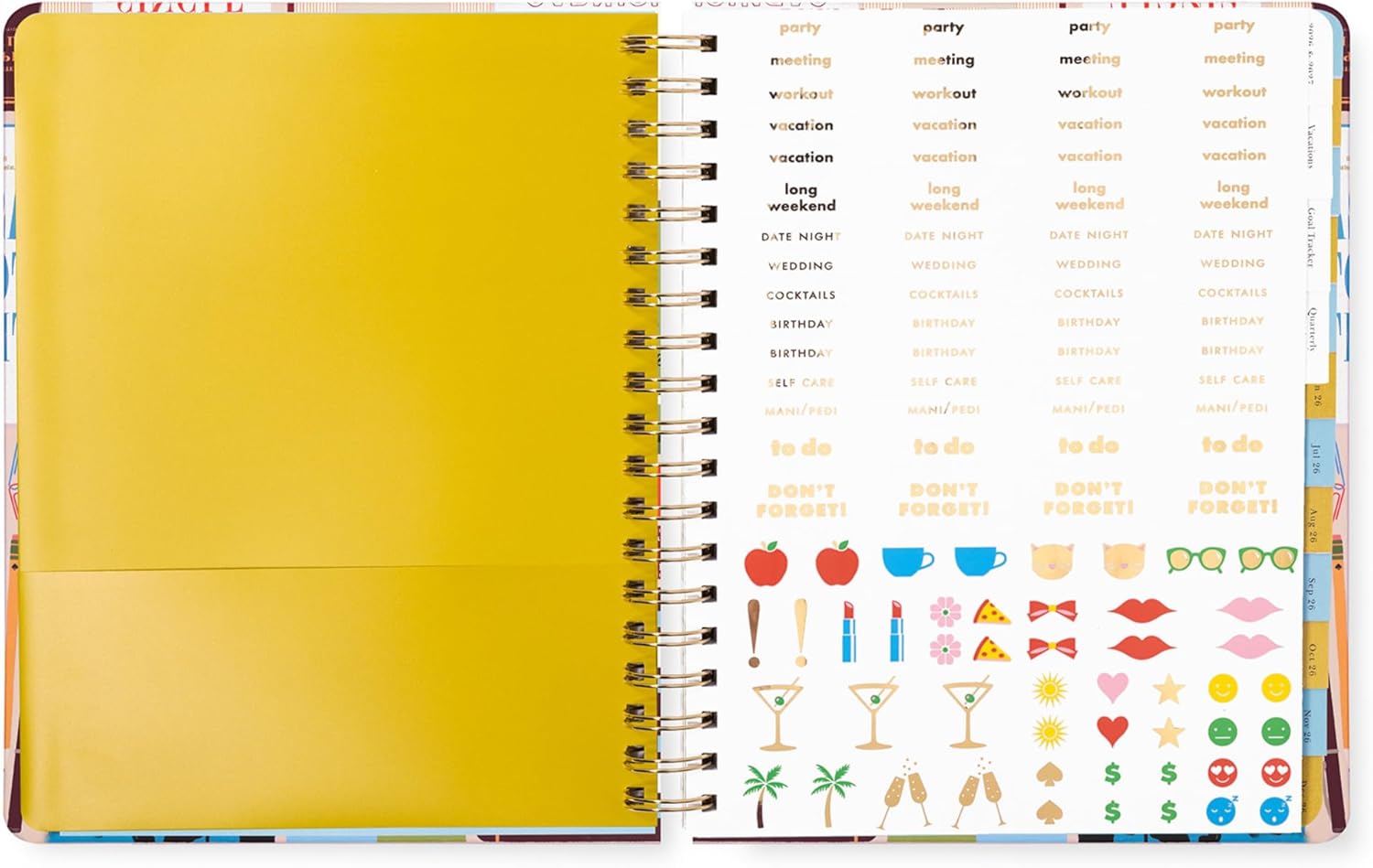 kate spade new york Daily Planner 2026 Mega Agenda January - December 2026, Hardcover Weekly and Monthly Spiral Planner with Stickers (Book Club) - Image 5