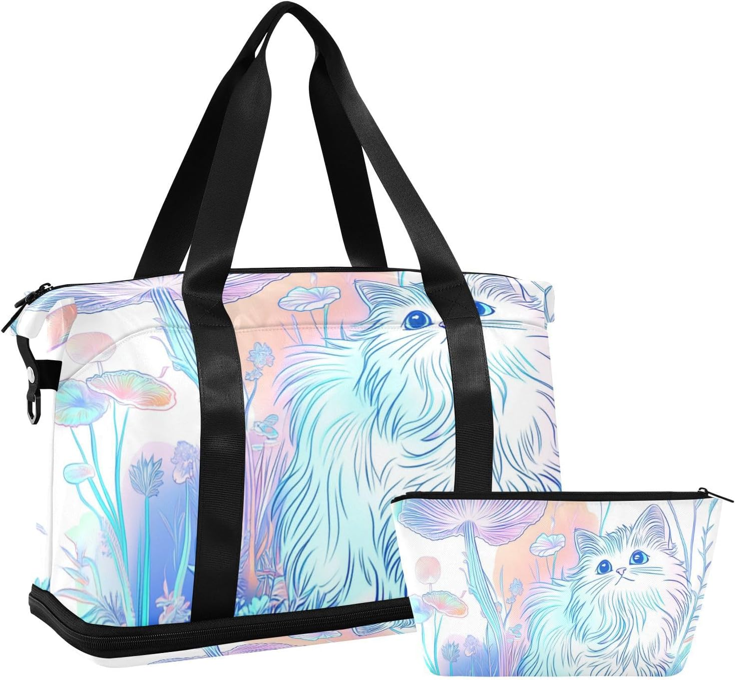Beauty Ragdoll Cat Large Travel Bag Sports Gym Tote Bag with Toiletry Bag for Trekking Waterproof