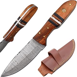 Old Ram Handmade 9.5-Inches Custom Damascus Steel Fixed Blade Skinner Knife With Sheath