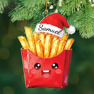 Personalized French Fries Christmas Ornament 2025, 2D Flat Fast Food Ornament, Custom Name French Fries Acrylic Ornaments, Foods Christmas Tree Decorations, Funny Fry Keepsake for Fast Food Lovers