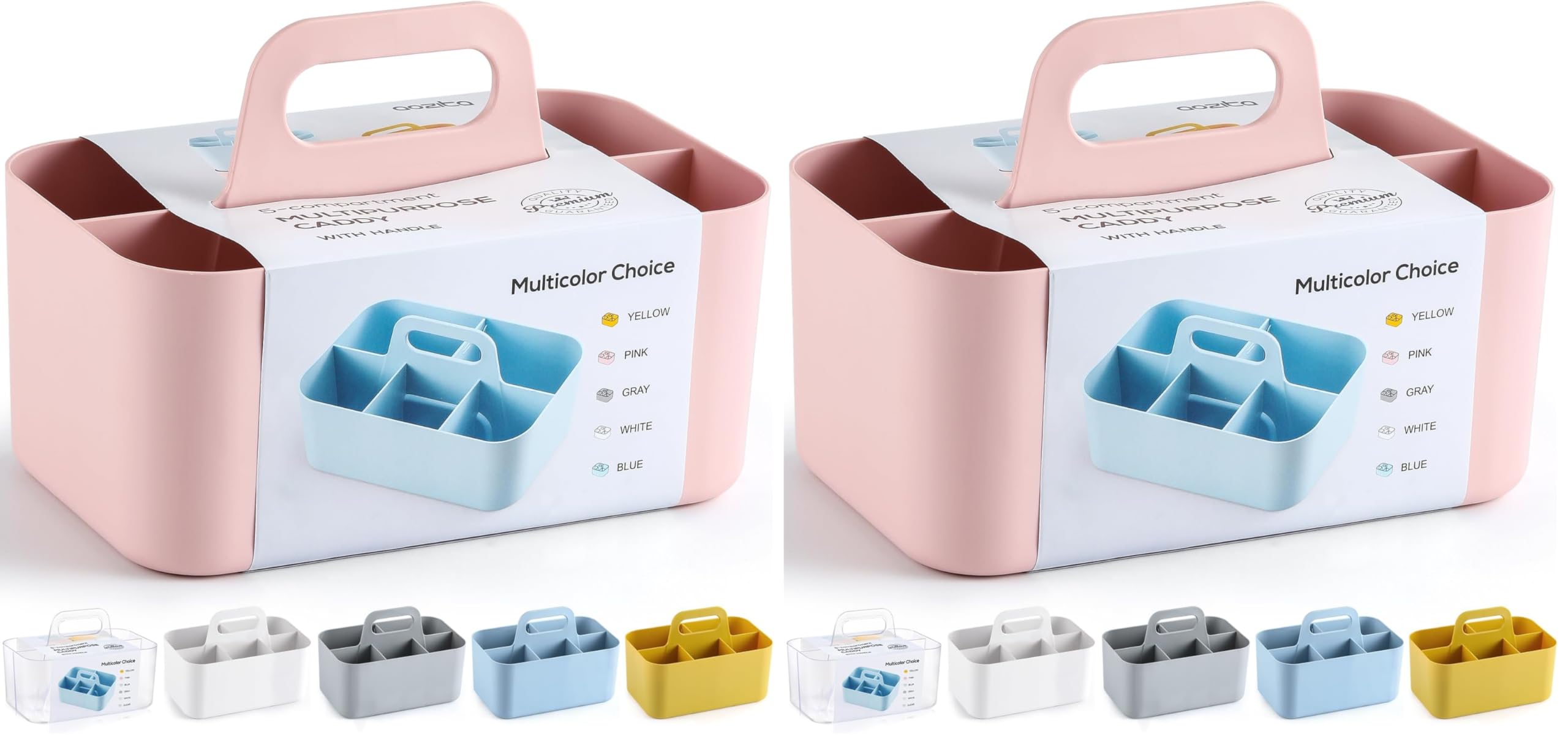 Multiuse Caddy Organizer with Handle - Stackable Plastic Bin Basket - Divided Storage Tote Holder for Art Craft