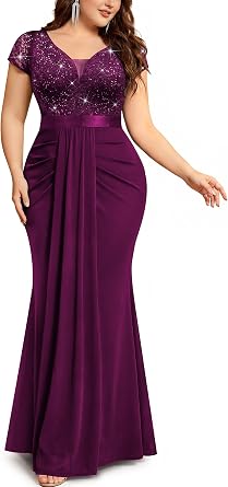 MISSMAY Womens Plus Size Formal Bridesmaid Mermaid Evening Gowns Dresses