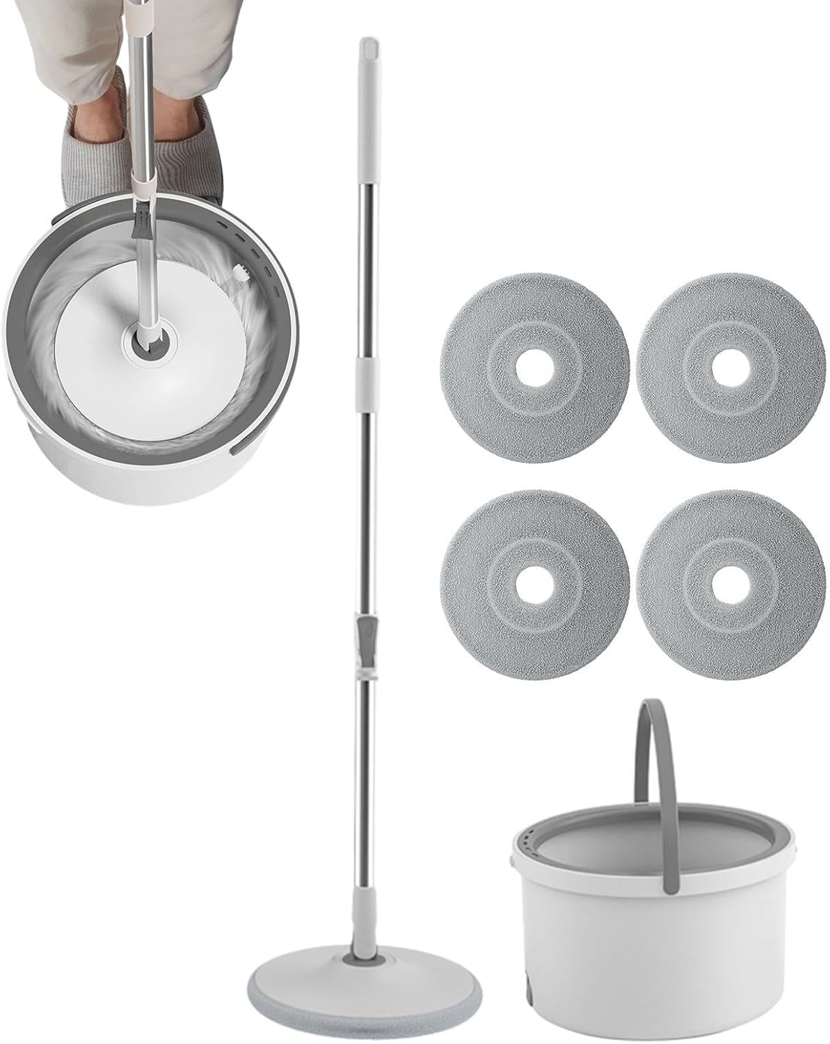 Spin Mops with Bucket Cleaning Mop Absorbent Mop for Touching The Corner