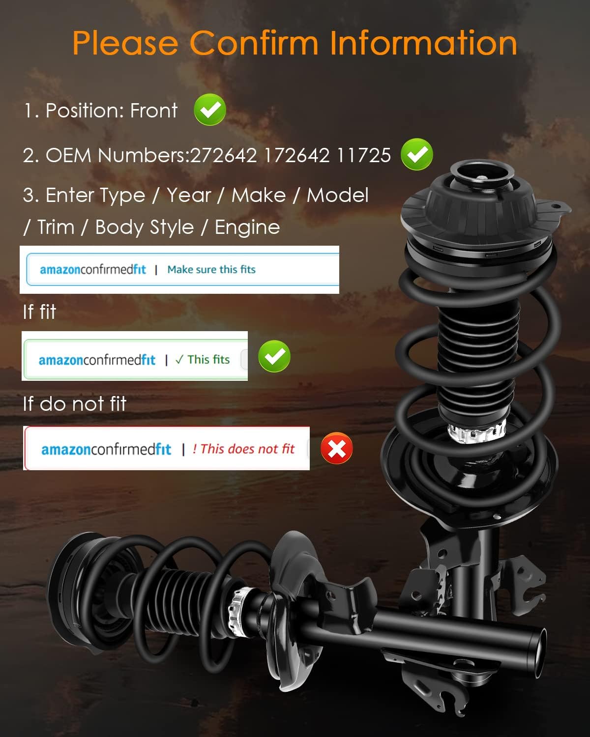 Front Complete Strut Assembly Compatible for Dodge for Dart 2013-2016, 2PCS Shocks and Struts 272642 172642 11725