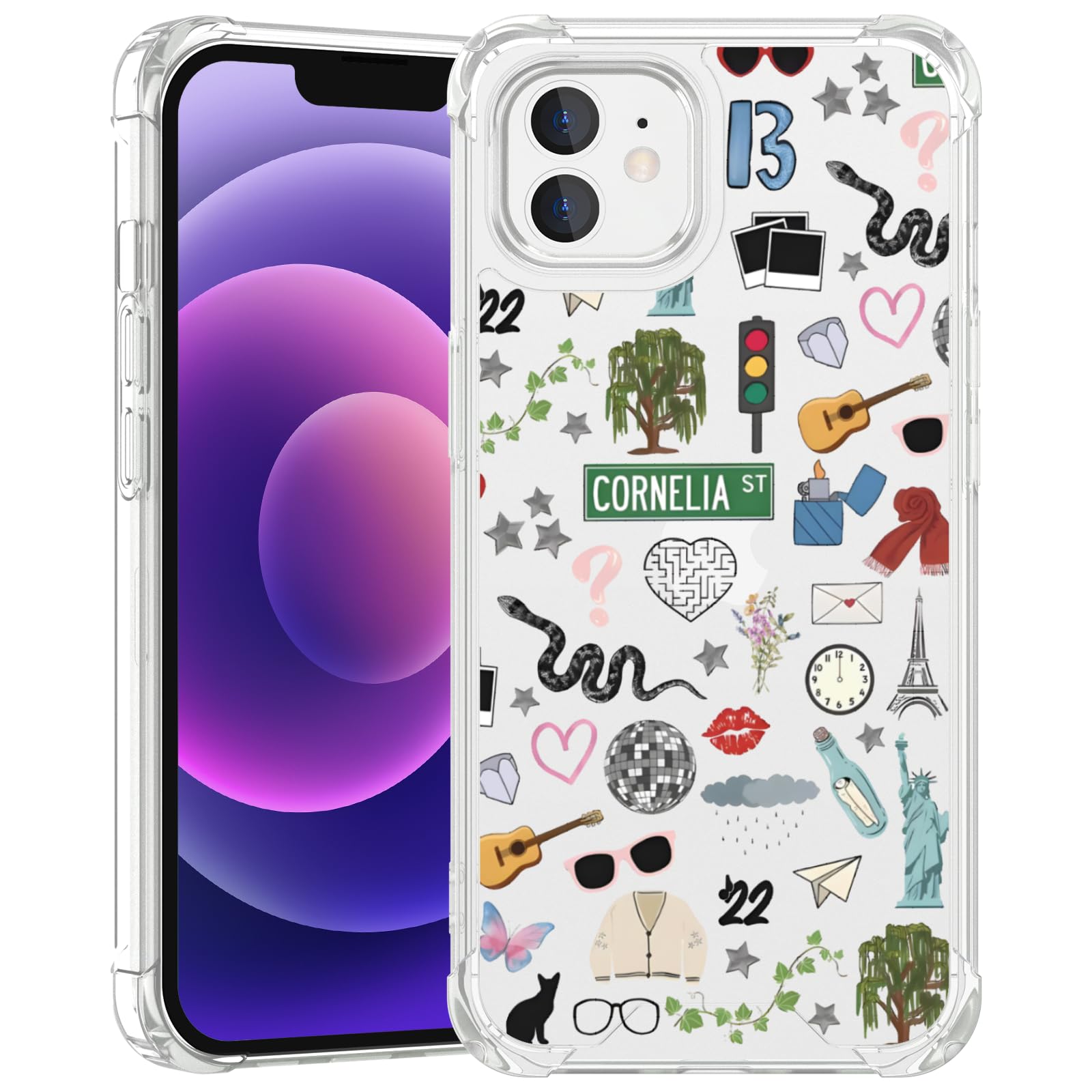 JKLASD Taylorism Musician Phone Case Compatible with iPhone 12/12 Pro,Cool Queen Aesthetic Collage Phone Case for Women Girls Clear TPU Shockproof