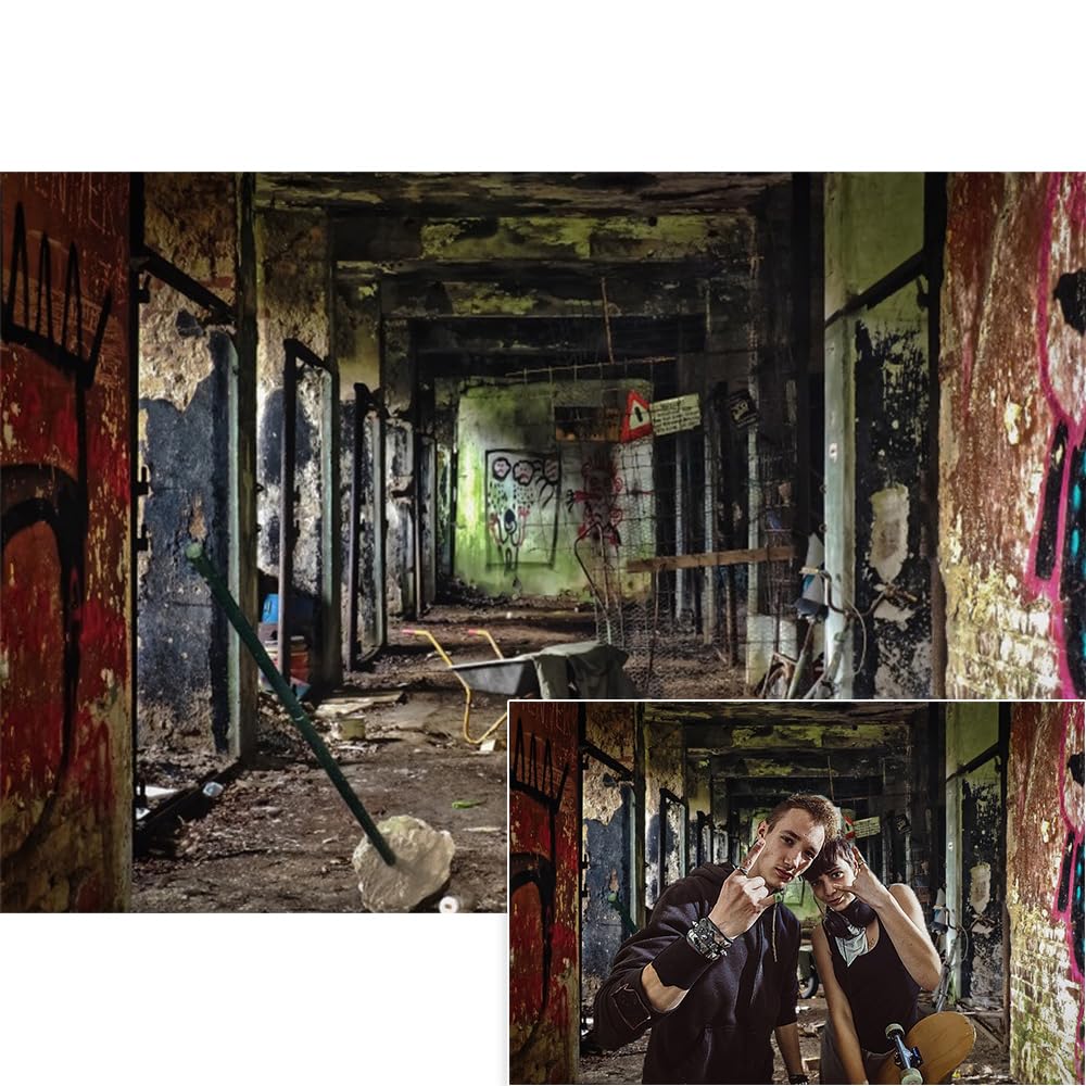YongFoto Fotohintergrund 3,6x2,4 M – Zerstörtes Haus, Ruinen-Look Für Doomsday-Fotos & Parties