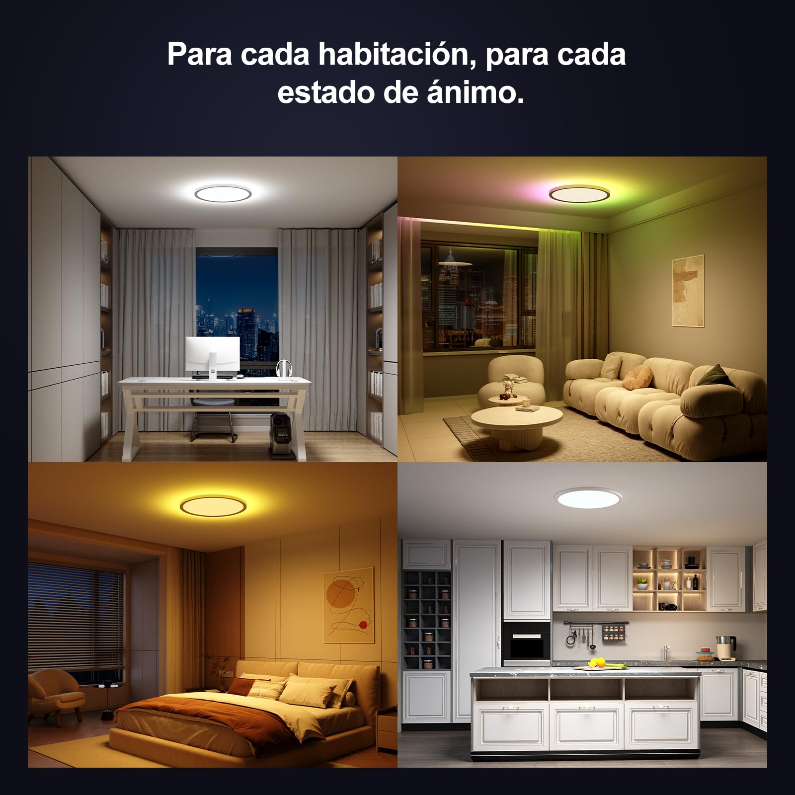 YiLaie Pack 2x Plafon LED Techo Regulable 24W,RGB Cambio Color Redonda Lámpara de techo,3000K-6500K lampara techo dormitorio,IP44 Impermeable,Ø30CM,Para Salón Cocina Baño