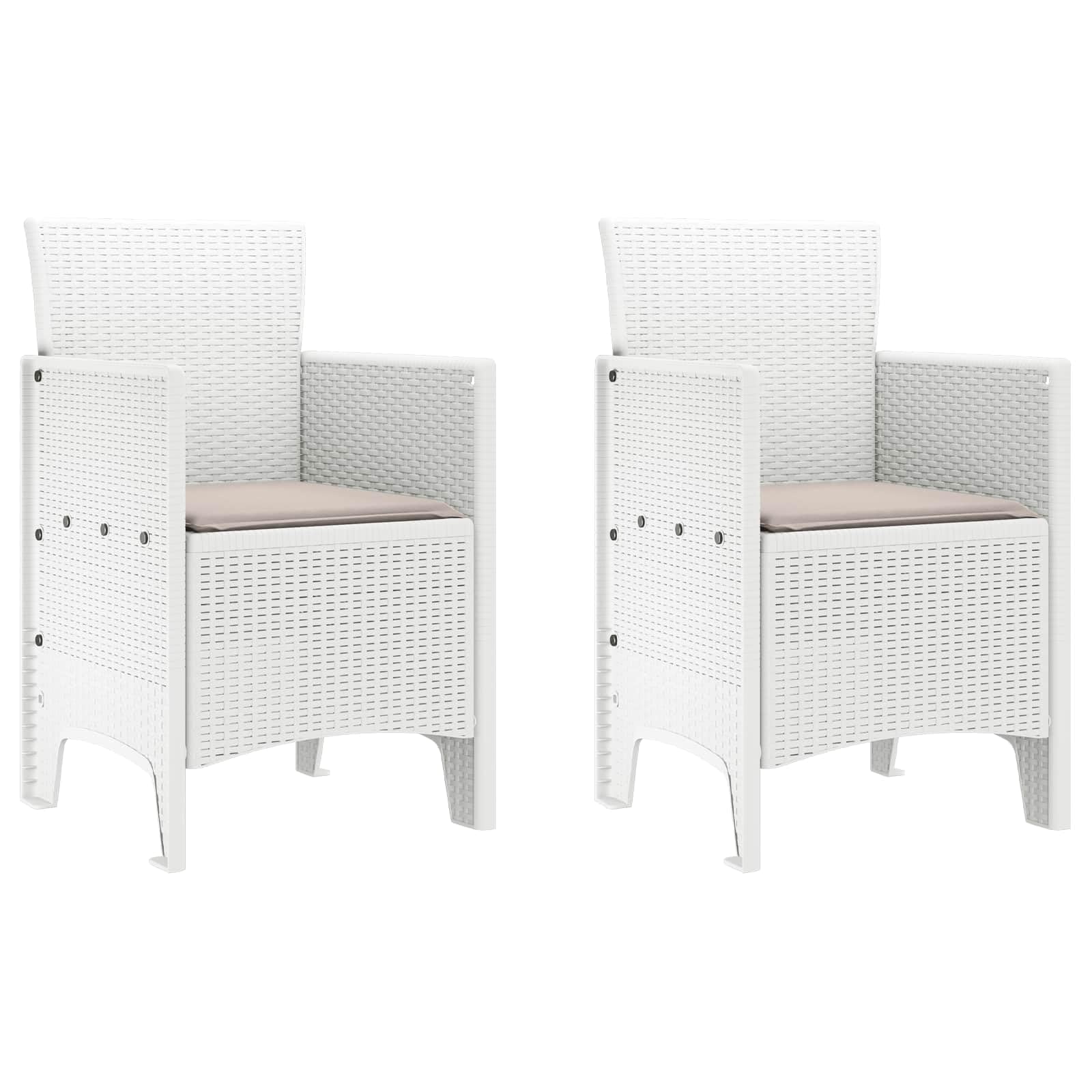 Chaise de jardin lot de 2 en plastique robuste blanc résistant aux UV 85 cm