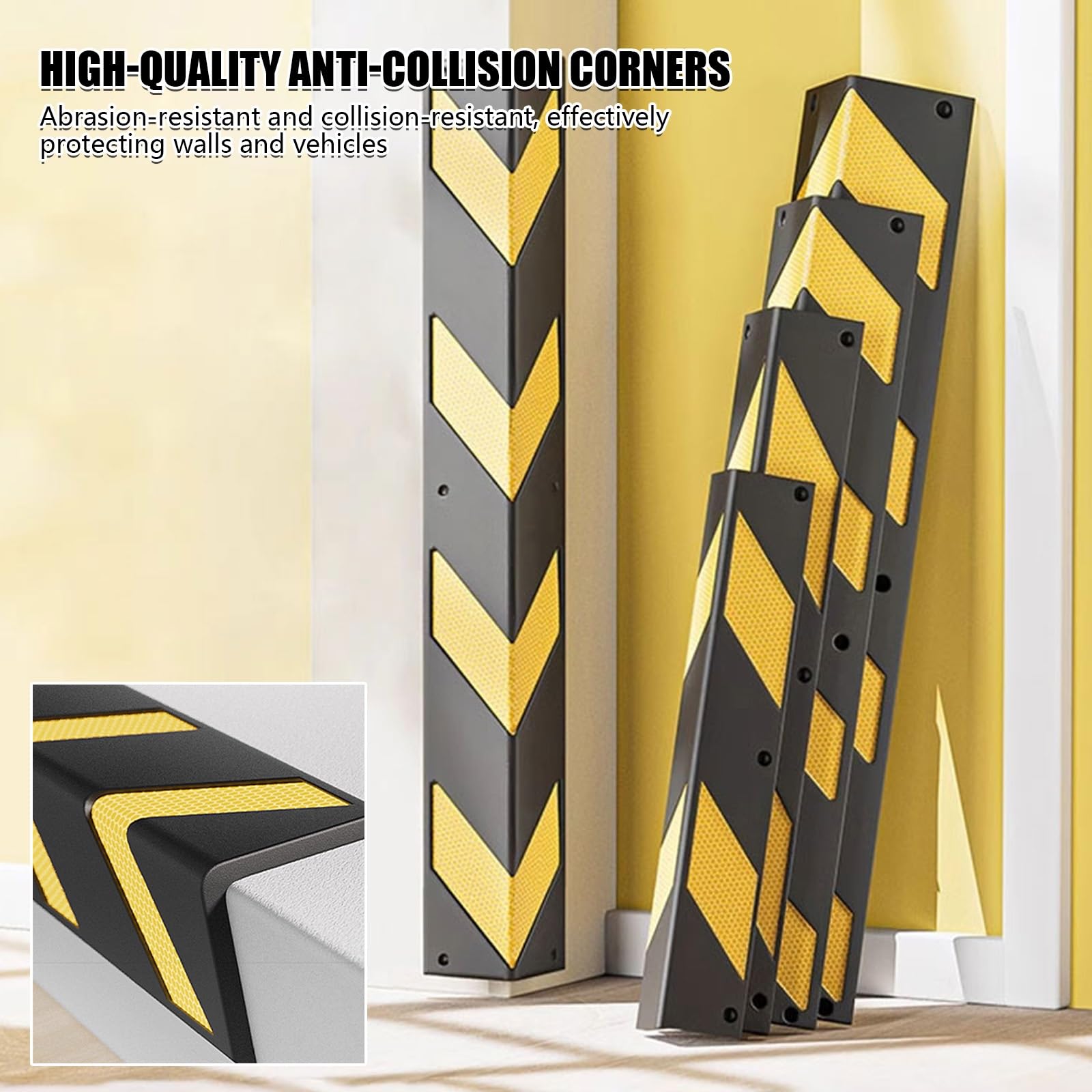 Protección Pared Garaje Protector Esquina En Forma L 2 Artículos Protector Columna Parking Reflectante Material De Caucho Protector Parking con Tornillos De Montaje(150x10x1cm(2pcs))