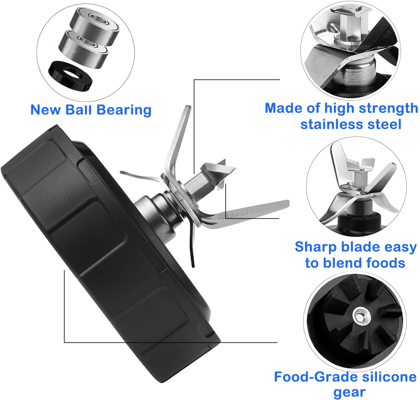 Lama di Ricambio per Ninja Frullatore, 7 Fins Lama Estrattore Compatibile con Ninja Robot da Cucina e Frullatore BN800EU BN750EU BN495EU BL450 BL451 BL480 BL481, Ninja Blender Accessorio