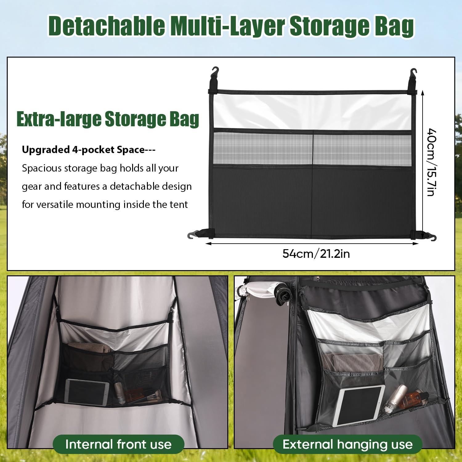 Pop Up Duschzelt, Toilettenzelt mit Tragetasche & Zubehör, Mobile Umkleidezelt Privatsphäre Toilette Outdoor Klozelt, Duschzelt Camping für Wandern Strand Angeln