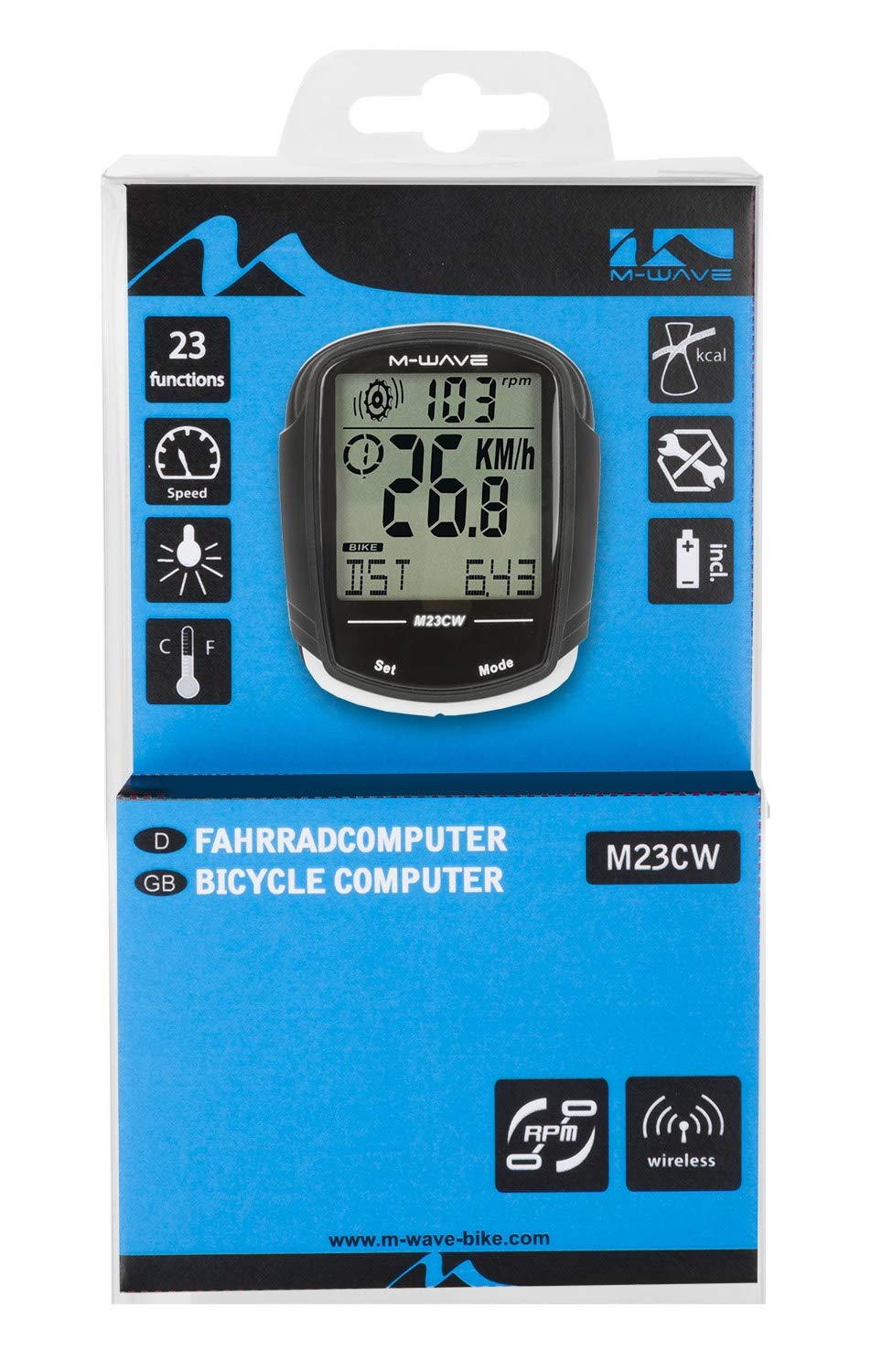 M-Wave M23CW Bicycle Computer, Black
