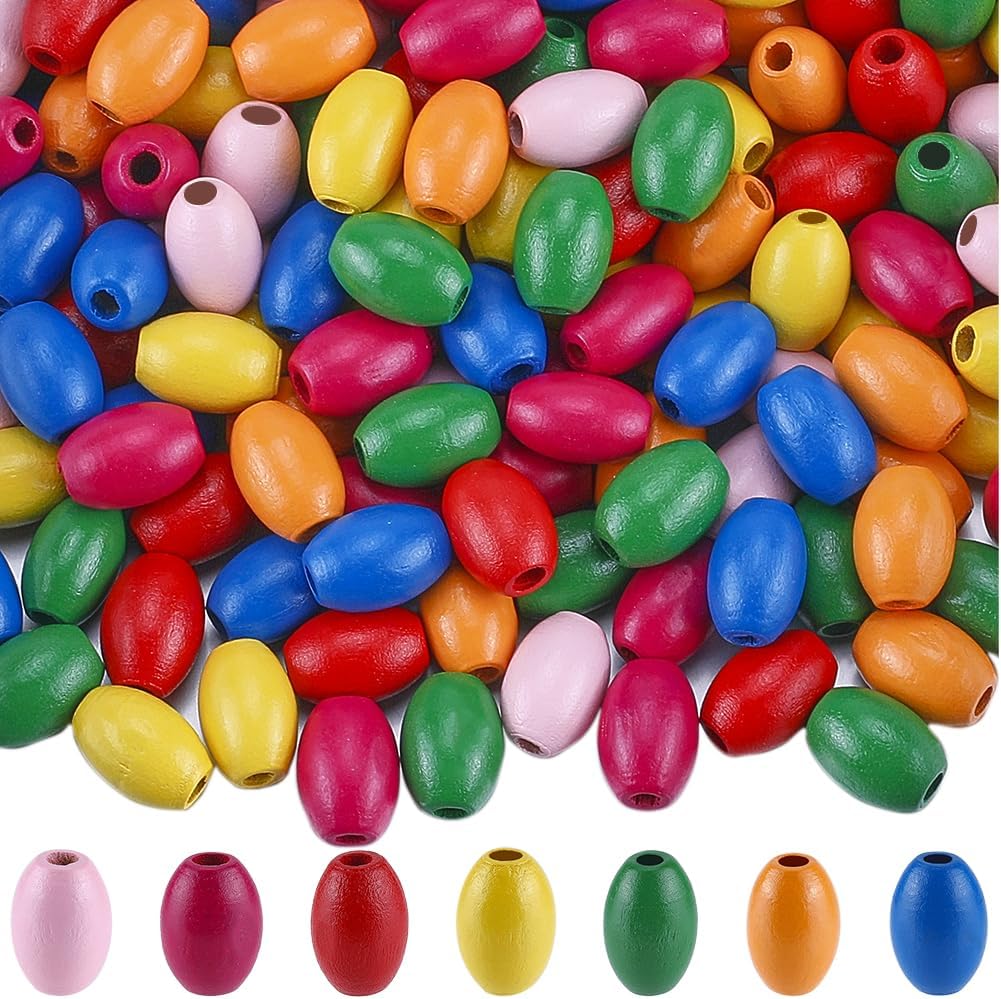 GORGECRAFT 200PCS Colorful Smile Face Wood Loose Beads 13MM Natural Wooden Spacer Ball Beads Round 4MM Hole Printed Bulk Smiling Doll Head Bead DIY Craft for Christmas Farmhouse Bracelet Necklace