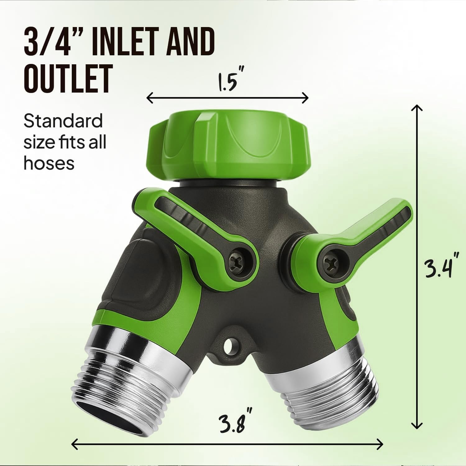 Gartenschlauch-Verteiler, 2-Wege, robust, auslaufsicher, Vollmetallgehäuse, Wasserhahn-Verteiler (2 Stück)