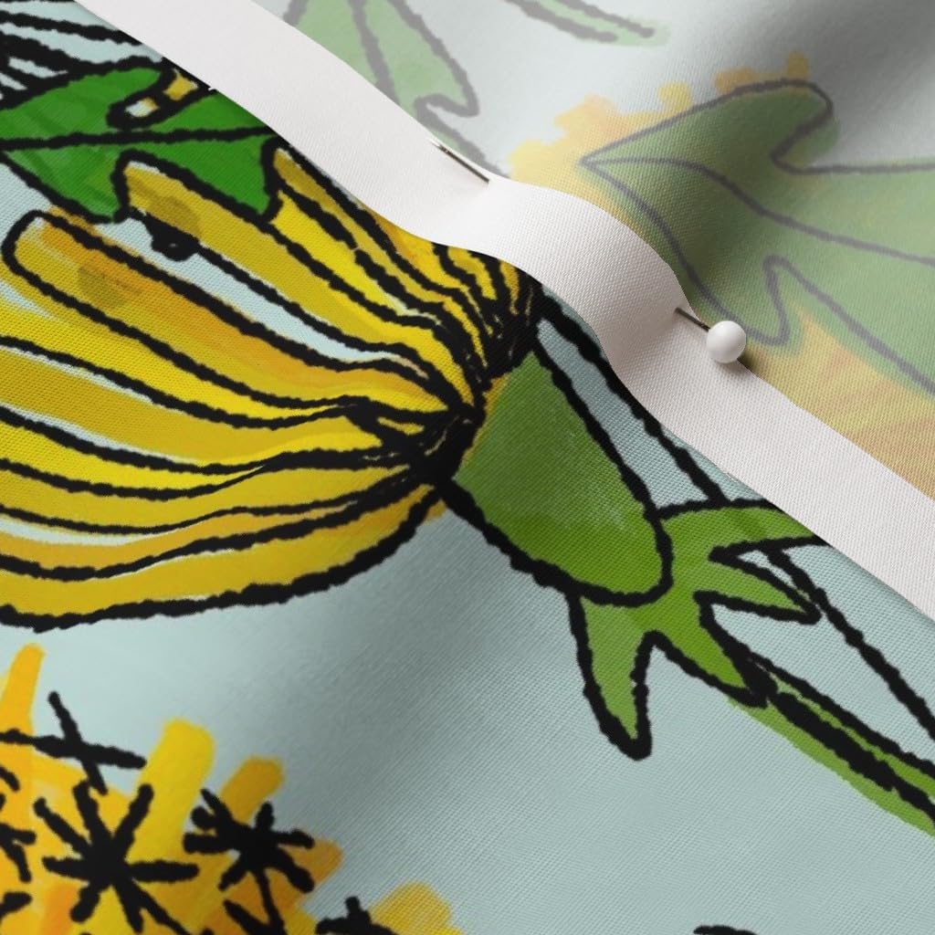 Spoonflower Fabric - Midcentury Dandelions Floral Garden Botanical Printed on Cotton Poplin Fabric by The Yard - Sewing Shirting Quilting Dresses Apparel Crafts