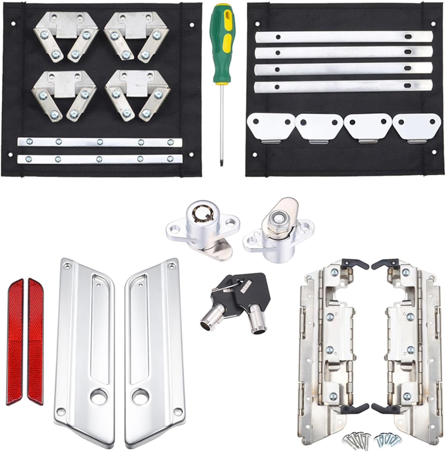 Benlari Saddle Bag Hardware Kit, Saddlebag Hardware Latch Set Fit for Harley Davidson 1993-2013 Touring Road King Road Glide Street Glide Electra Glide