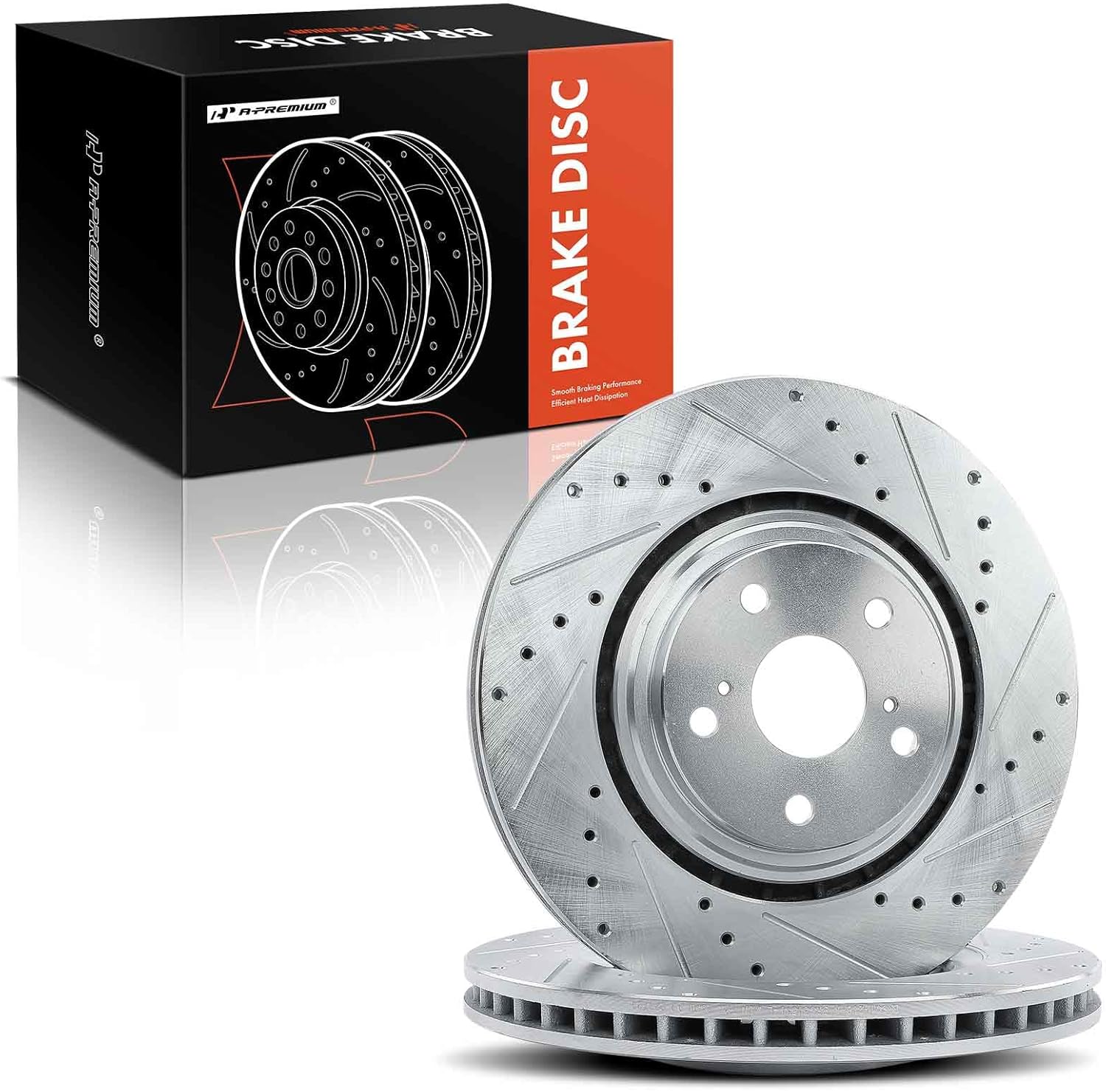A-Premium 12.91 inch (328mm) Front Drilled and Slotted Disc Brake Rotors Compatible with Select Toyota and Lexus Models - Highlander 2008-2019, Sienna 2011-2020, RX350, RX450h, NX200t, NX300, NX300h