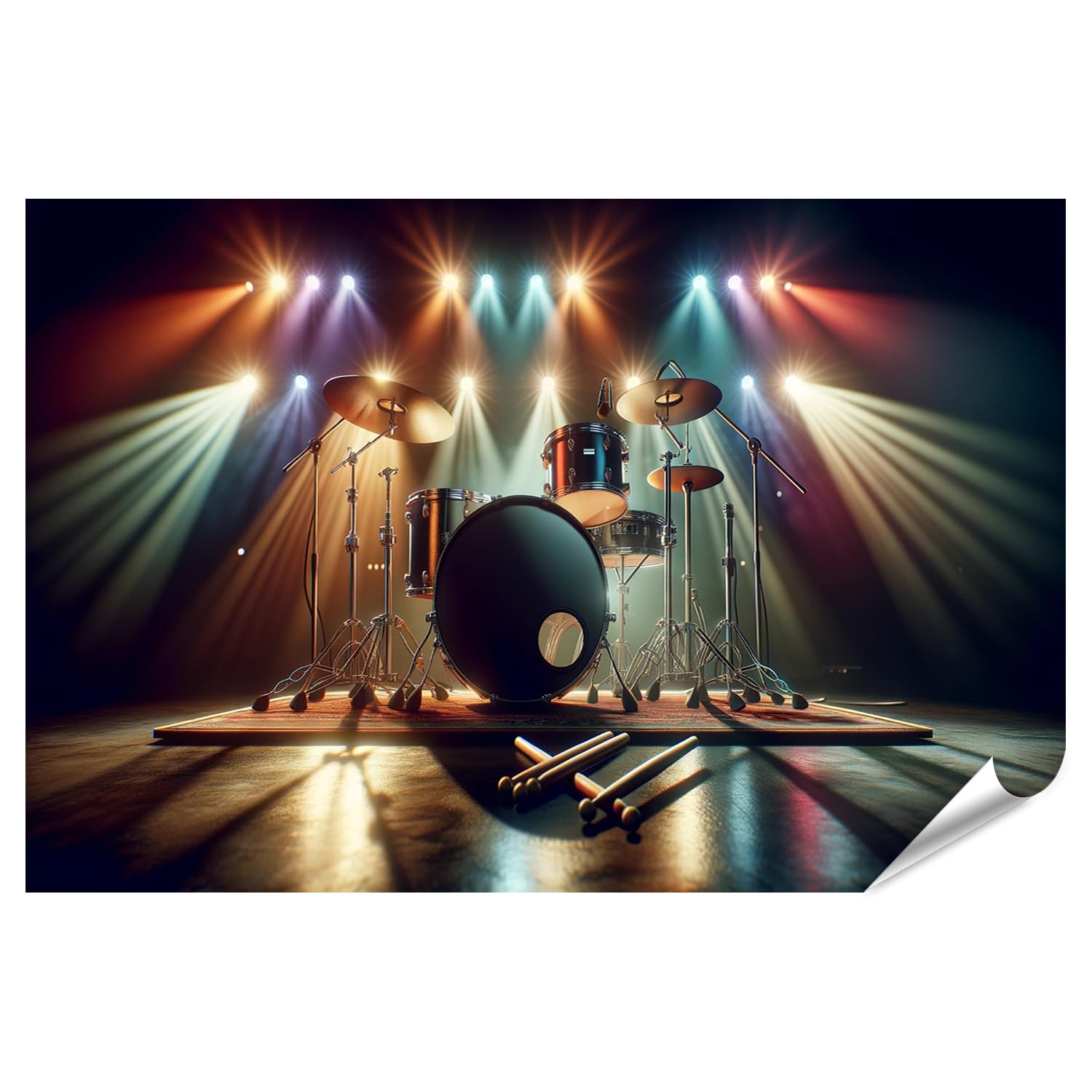 islandburner Prime Poster - Set di tamburi, illuminazione palcoscenico, spettacolo musicale, tamburi, concerti, palcoscenico, 130 x 90 cm