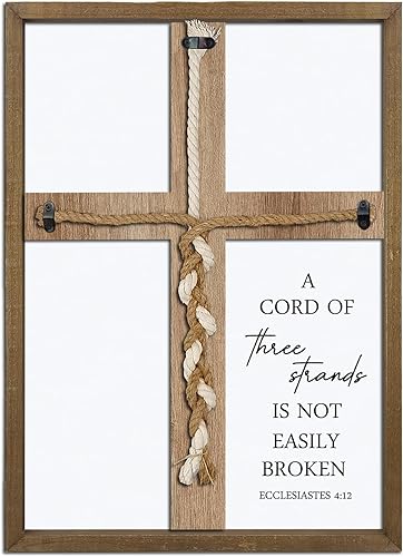 Miniatura 9 de Letrero de boda con texto en inglés "A Cord of Three Strands", trenzado de 22 x 15.75 pulgadas, para ideas de ceremonia, regalos de matrimonio Negro