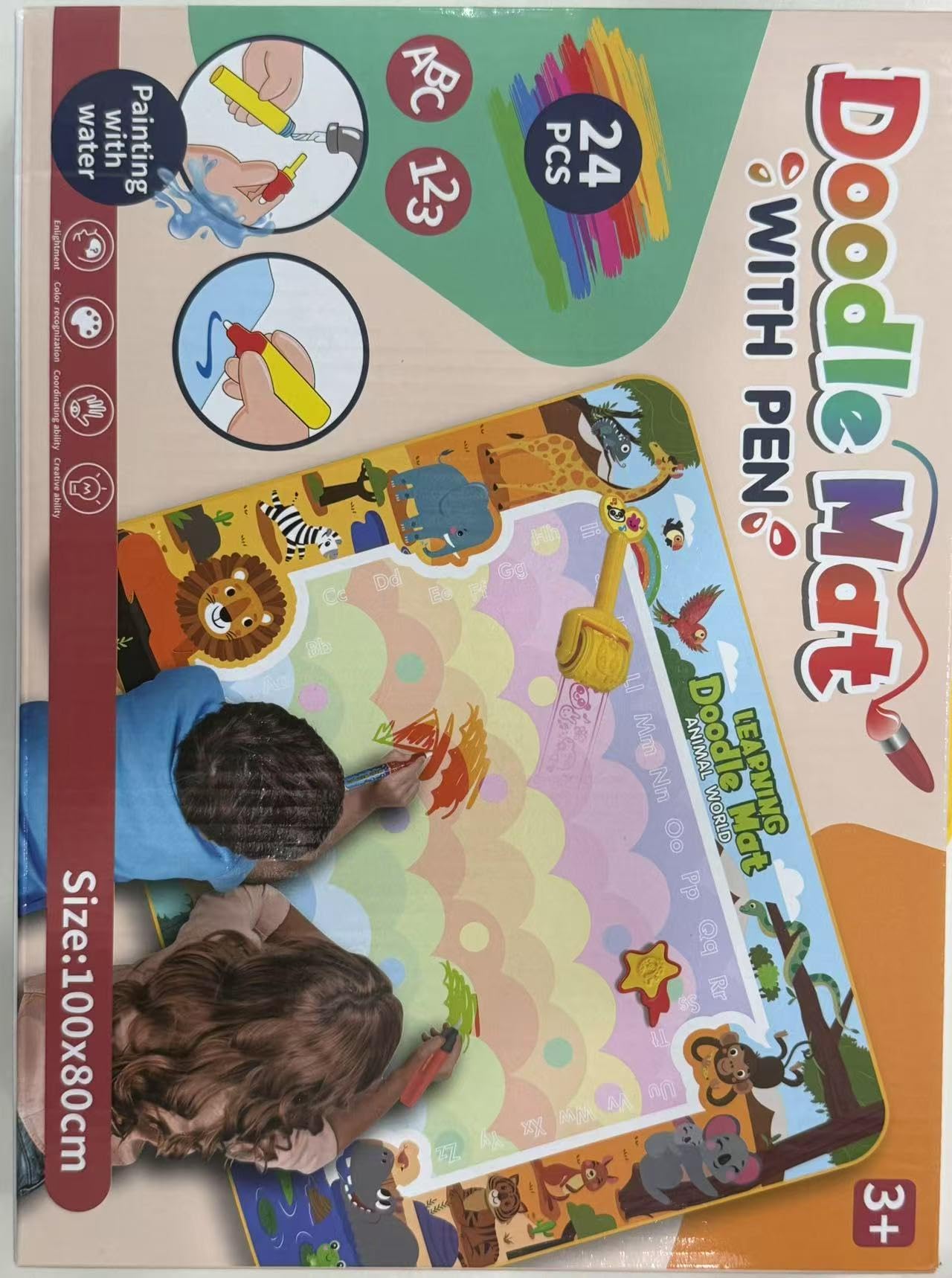 Zabawka dla dzieci od 1, 2, 3 lat – mata do malowania z pisakiem wodnym, Aqua Magic Doodle Painting Mat dla dzieci, prezent dla dziewczynek i chłopców w wieku 1, 2, 3 lat