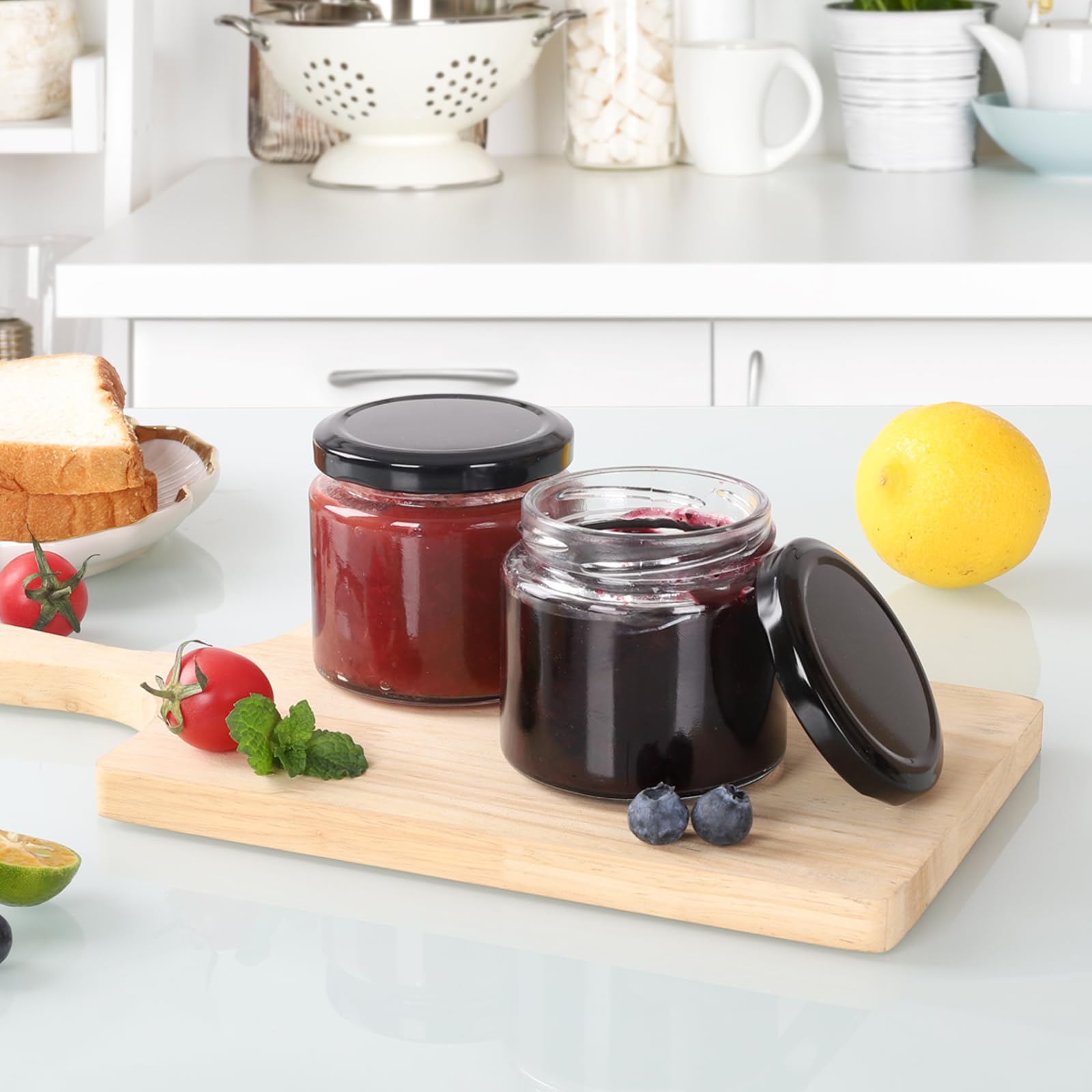 KADAX Set van 20 x 200 ml potten met schroefdeksel 66 mm – dikwandige dessertpotten, luchtdicht, vaatwasserbestendig, ideaal voor jam en conserven