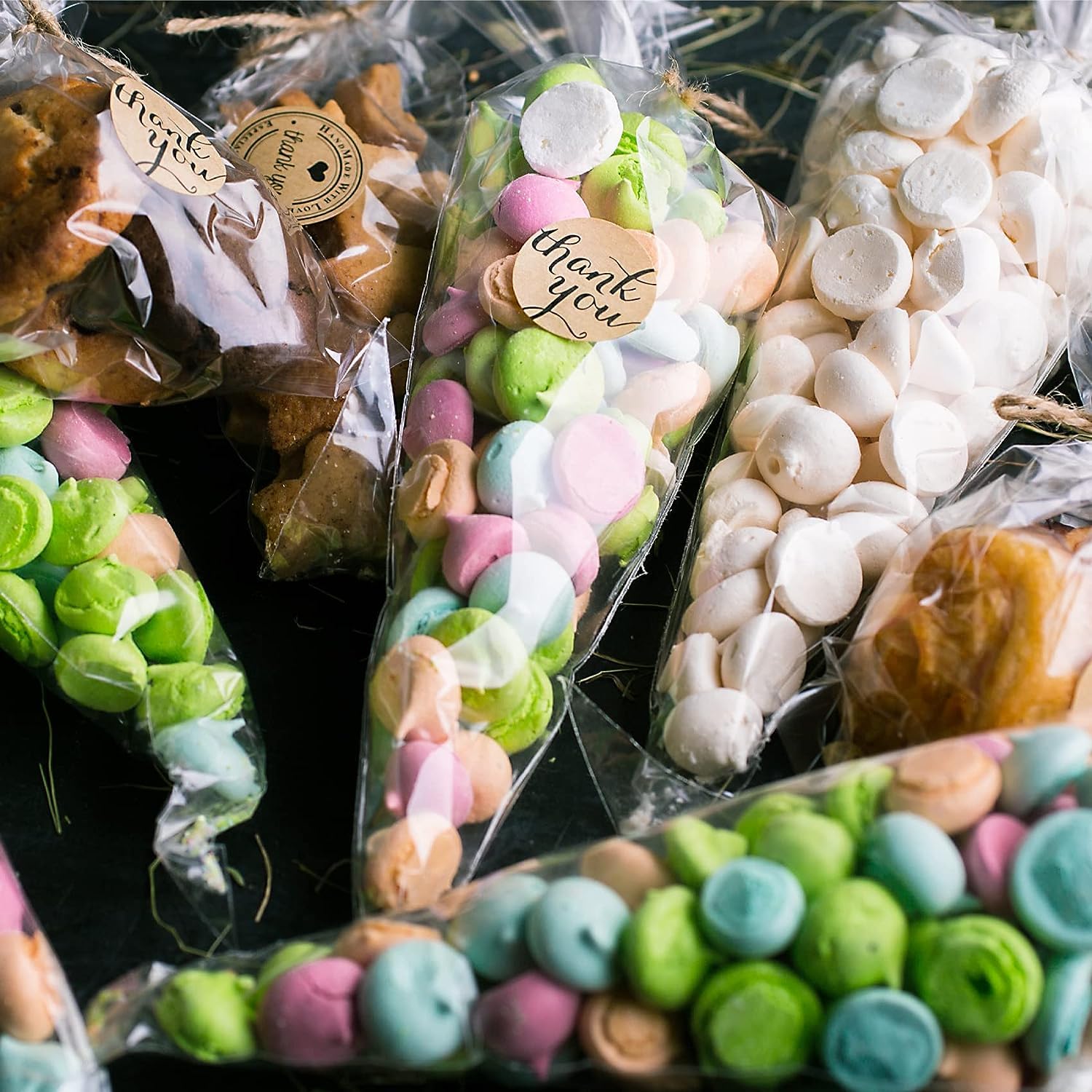 Rapidbok Buste Trasparenti, 100 pezzi Sacchetti trasparenti per caramelle, 18×25 cm, Sacchetti per Bomboniere, Bustine per Biscotti, per Compleanno, Caramella, Regalo, Biscotto, Borsa snack