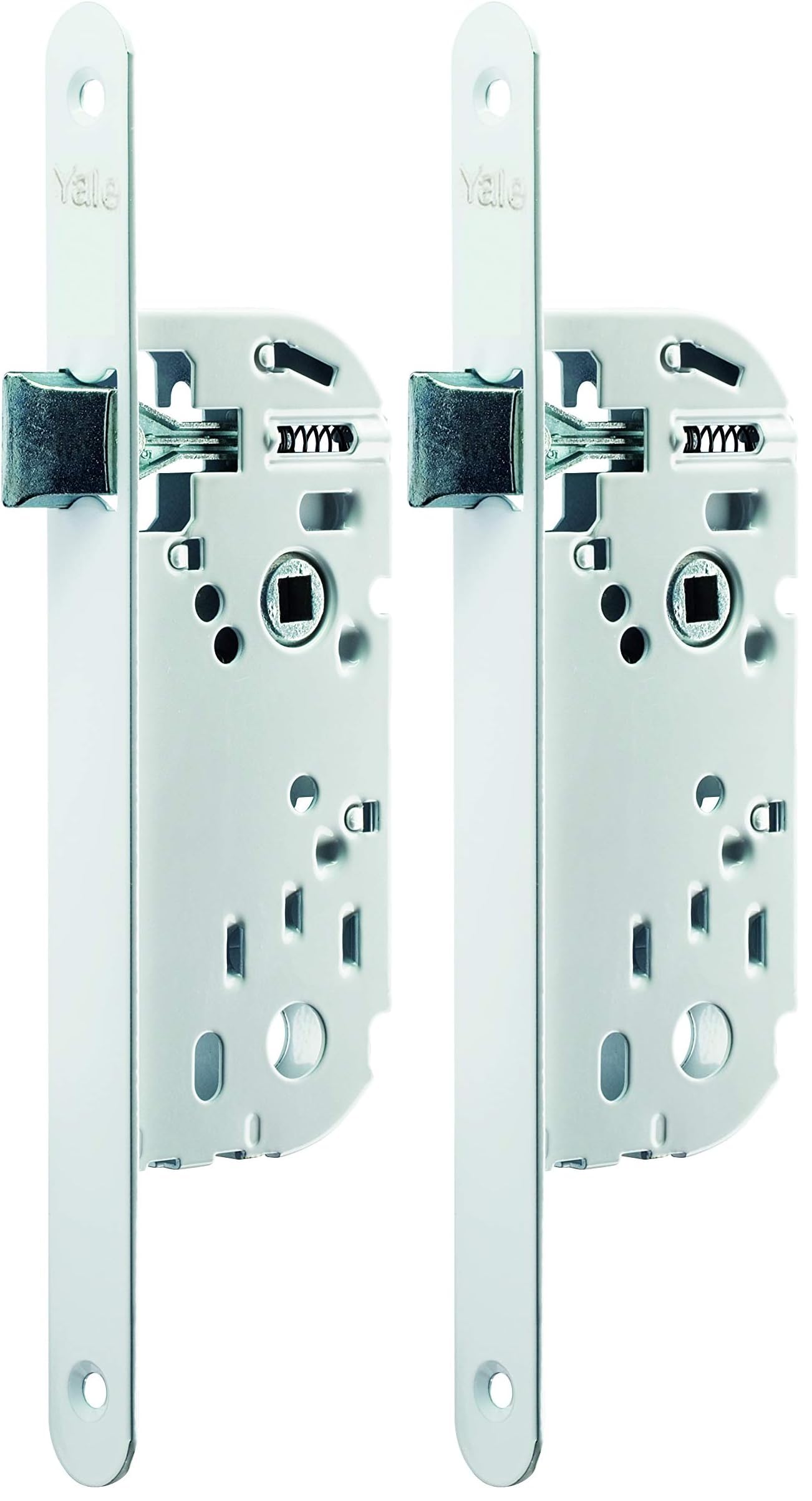 Serrure à encastrer Yale axe 40 pêne réversible blanc pour porte intérieure