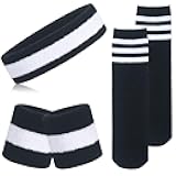 ONUPGO 5 Pieces Kids Sweatbands Soccer Socks Set - Sports Headband, Wristbands, Striped High Socks for Kids, Youth,Toddler & Baby - Football, Basketball, Running, Cycling, Tennis