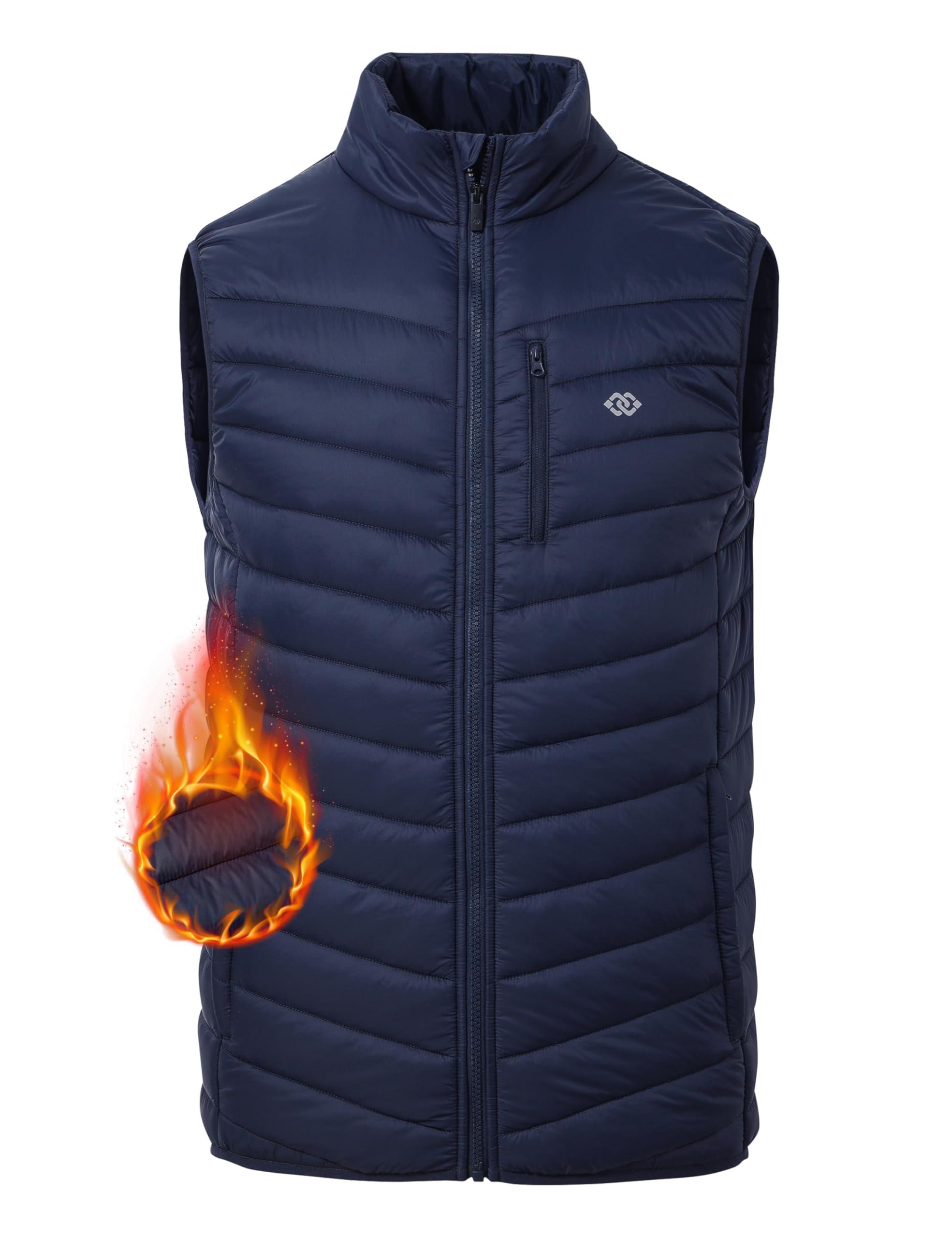 MoFiz Chaleco acolchado para hombre, sin mangas, cuello alto falso, chaqueta para correr, viajes, invierno, cortavientos