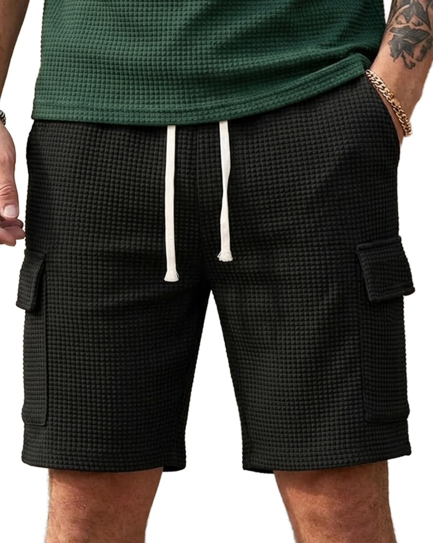 Men Solid Drawstring Waist Casual Knee Length Boxers ||Solid Men Black Basic Boxers-picture-48