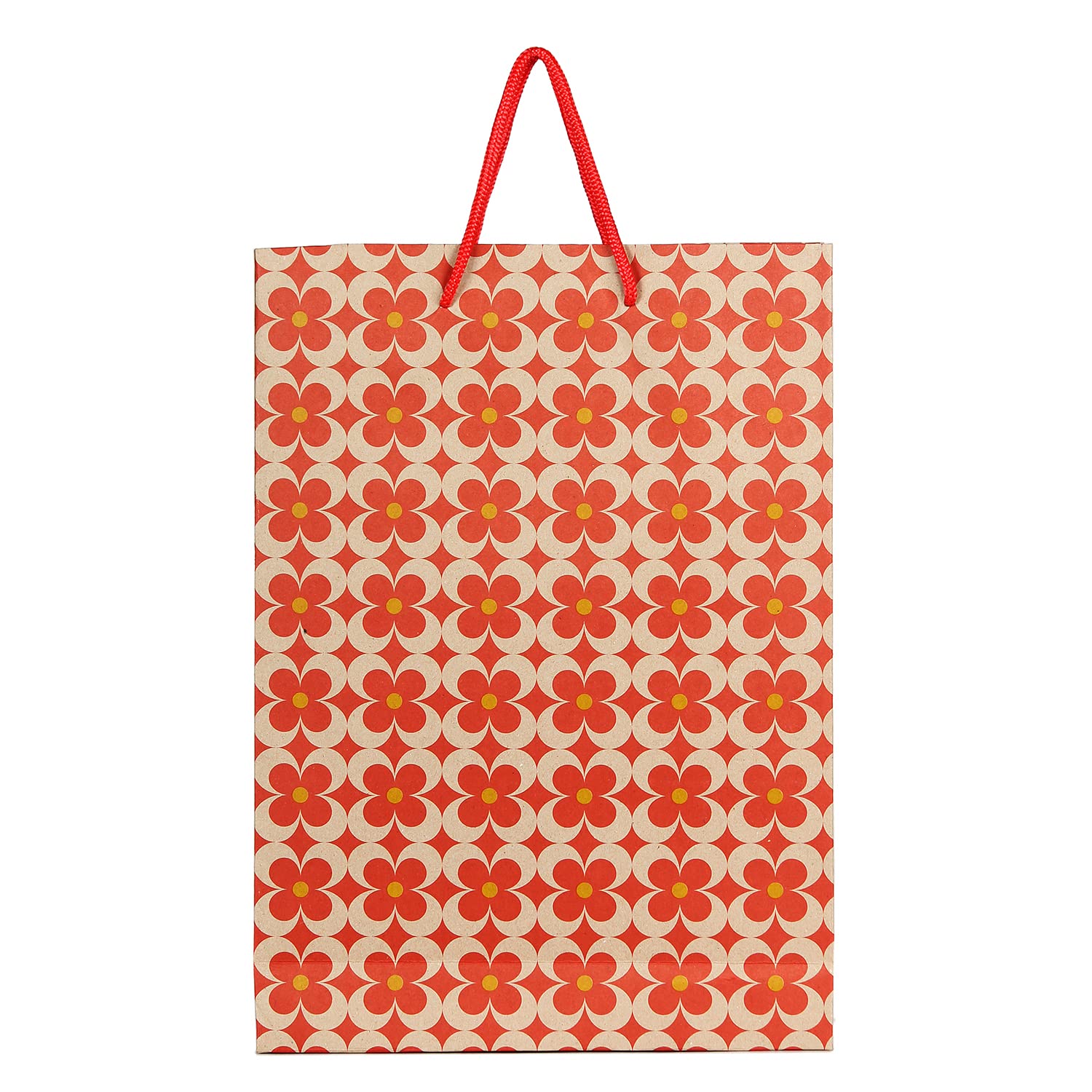 Colourtales Printed Gift Shopping Paper Bags- Floral Red (Pack of 40)