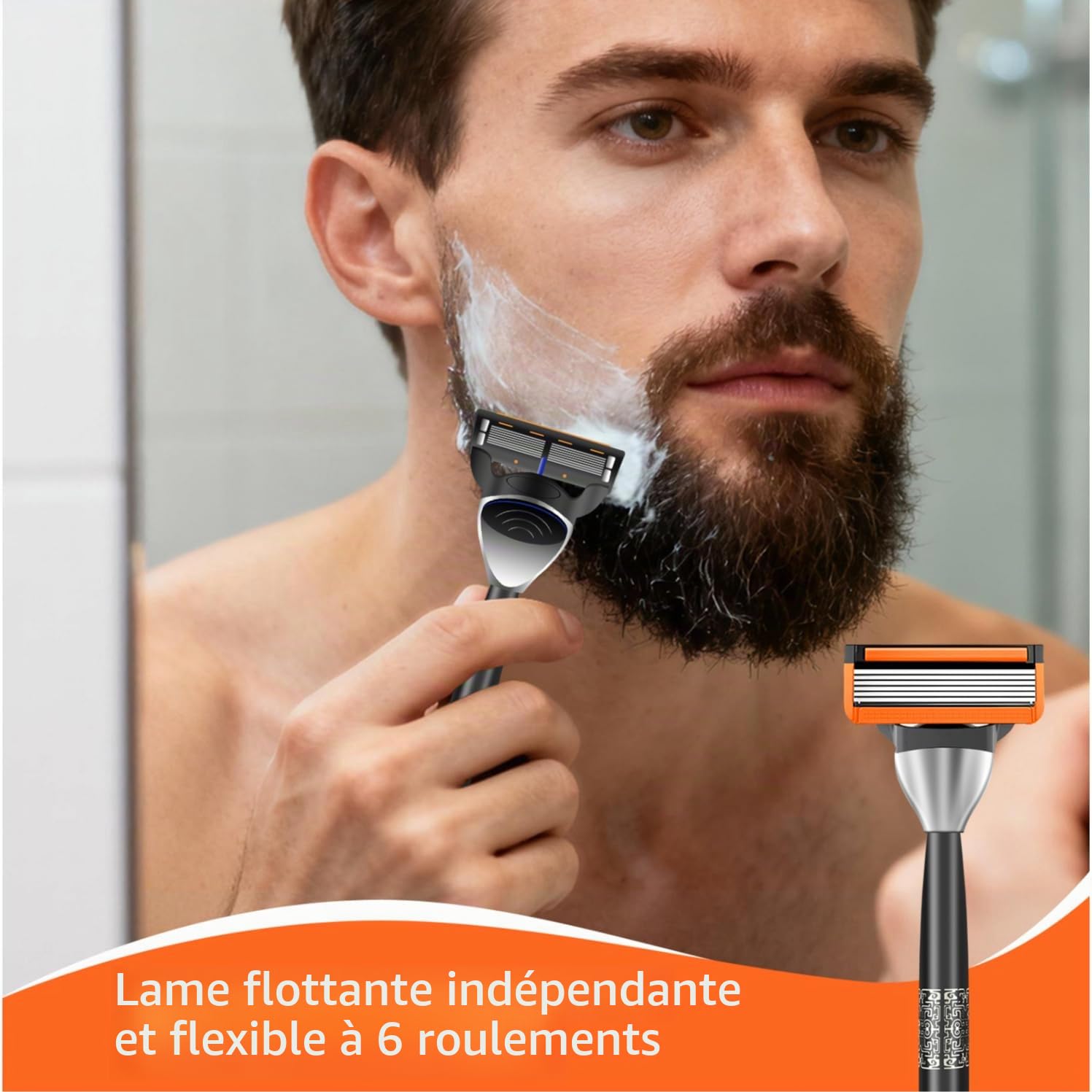 Lames de Rasoir Humide pour Hommes, Paquet de 24 Lames de Rasoir fu-sion 5, 1 Réutilisable Manche + 24 Cartouches De Recharge, Pour Un Rasage Manuel Efficace