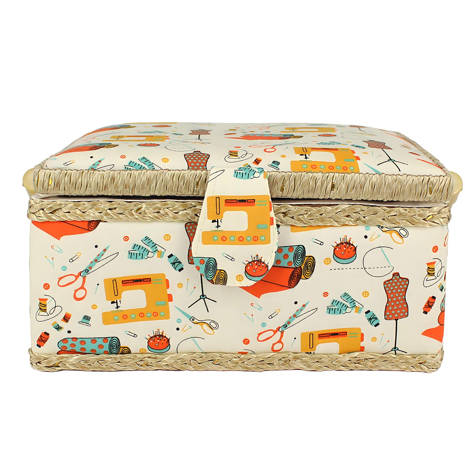 Whoasyst Large Capacity Fabric Sewing Case with Removable Compartments and Fasteners for Thread Storage Ending Needle Case