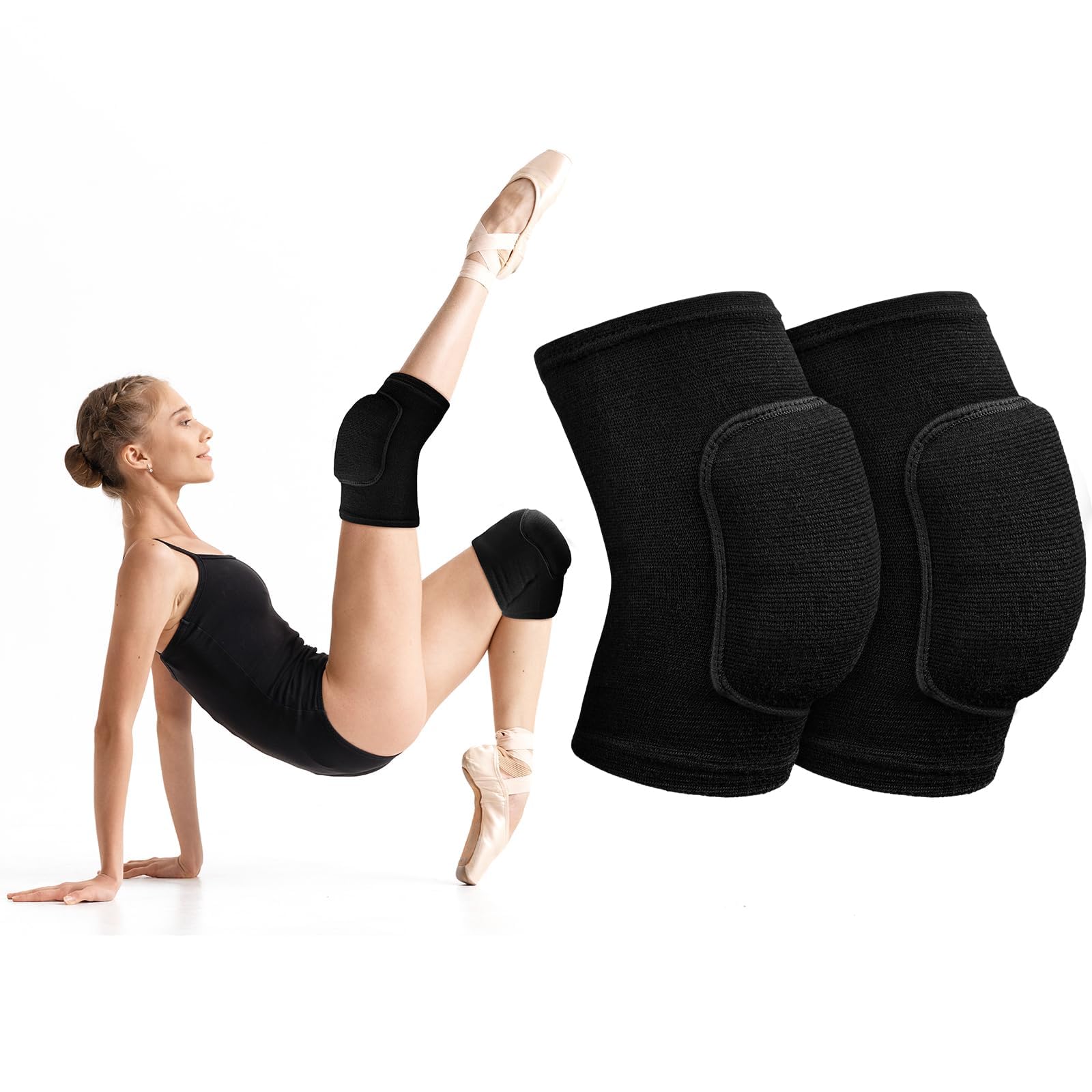 flintronic Volleyball Dance Knee Pads, Thick Sponge Work Knee Pads, Highly Elasticated Knee Pad, Anti-Slip Collision Avoidance Knee Pad for Volleyballs, Handball, Dance (S)
