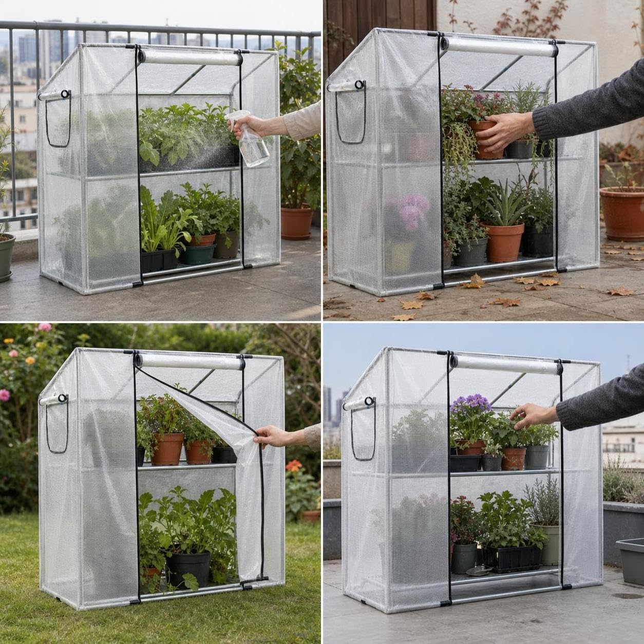 Kompaktes Foliengewächshaus für den Garten – Robustes Gewächshaus aus und Aluminium für Pflanzen , 0,7 m breit, 2 m lang (1,4/1,6 m) hoch