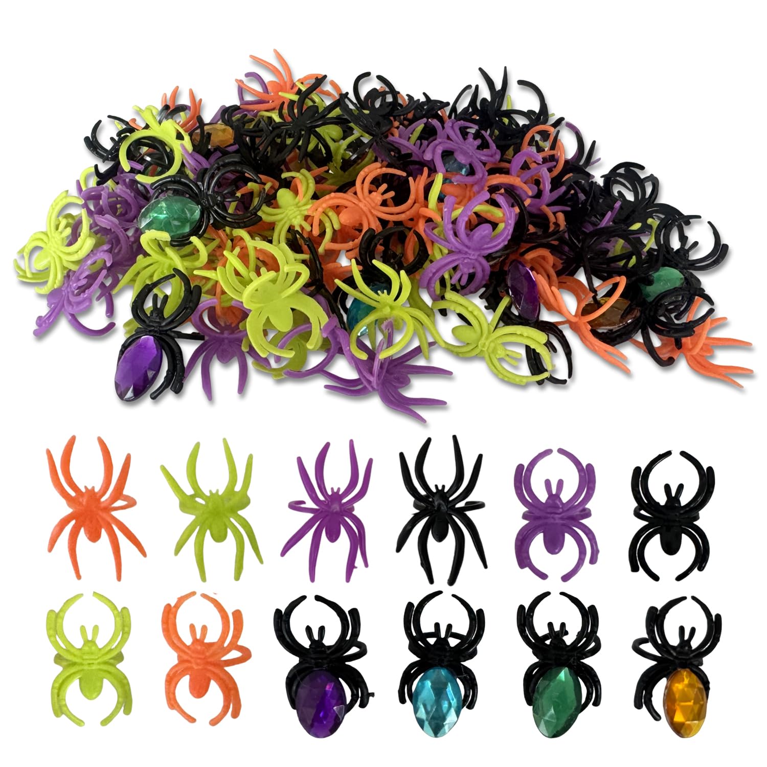 120PCS Halloween Spider Rings, Party Favours Trick or Treat Home Decor