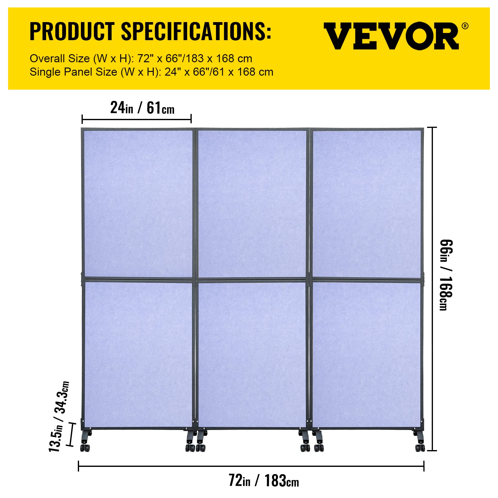 Buy VEVOR Acoustic Room Divider 72" x 66" Office Partition Panel 3 Pack Office Divider Wall
