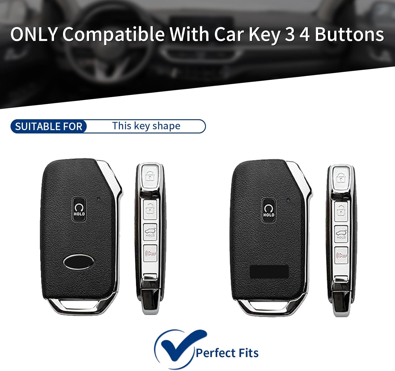 T-carbon Real Glass Fiber Key Fob Cover Compatible with Kia K5 Forte Sportage Soul Seltos Telluride Smart Key Case Accessories 2018-2024, (Silver Black)