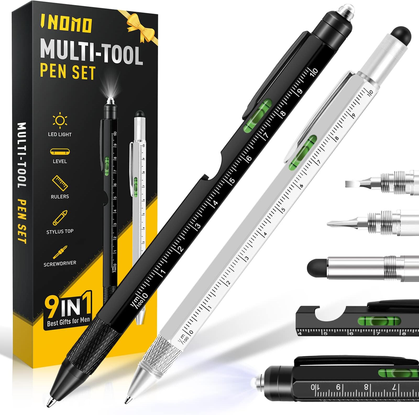 Stocking Stuffers for Men Adults, 9 in 1 Multitool Pen, Christmas Gifts for Dad Men, Mens Gifts for Dad Him Husband, Dad Gifts from Daughter Son, Personalized Gifts Ideas, Tools Cool Gadgets