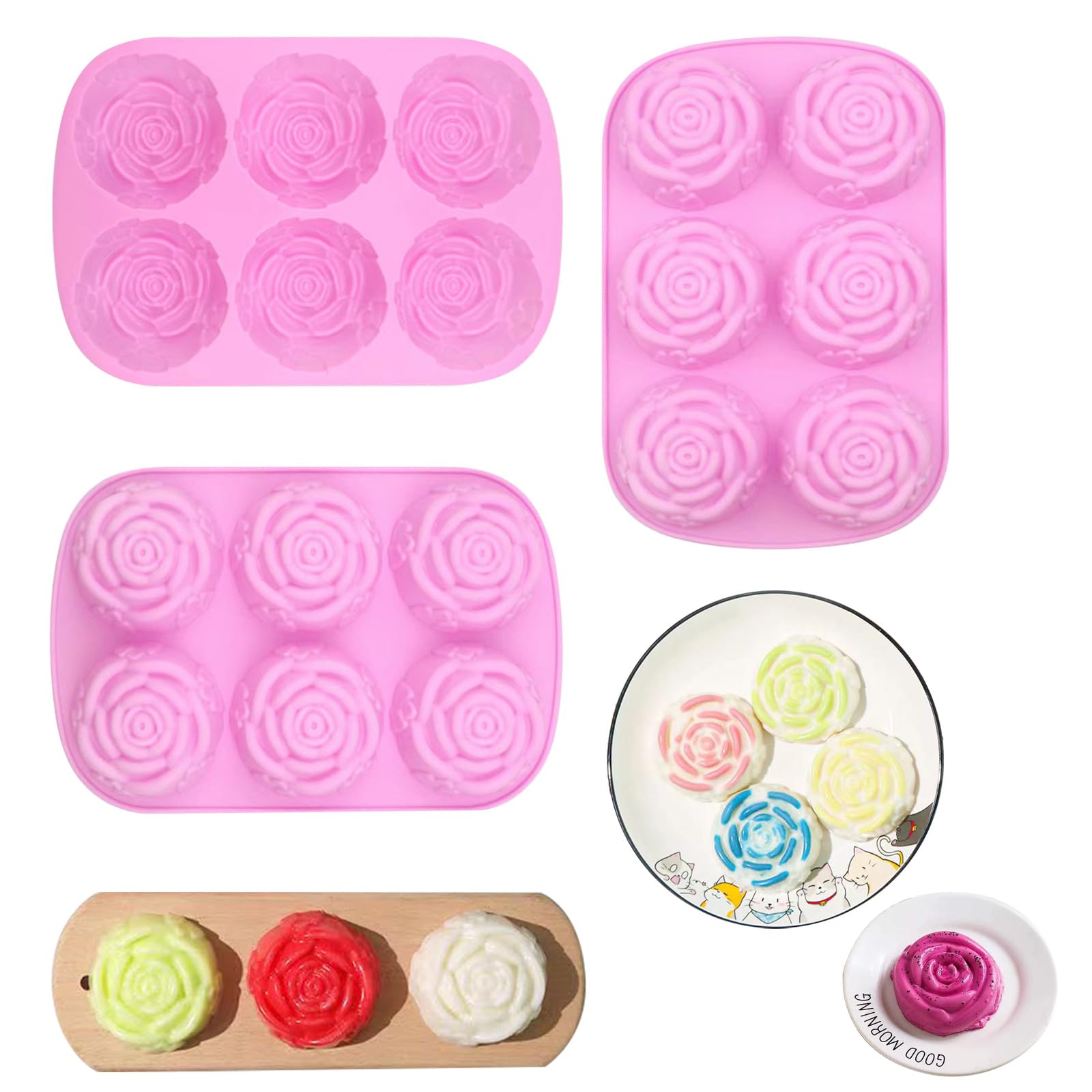 Silicone Rose Molds 6 Cavity 3 Pack