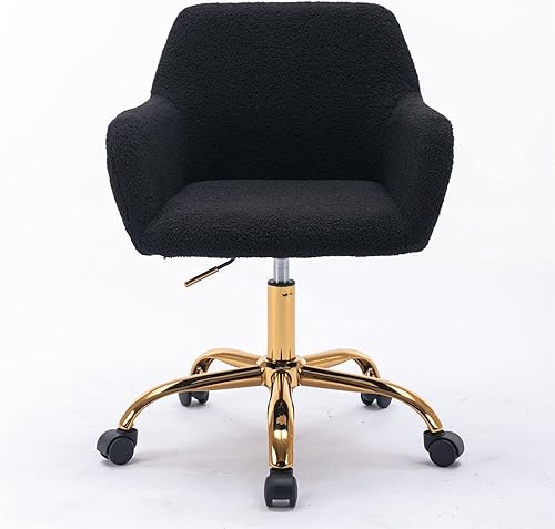 Miniatura 8 de Yoluckea Moderna silla de oficina en casa de terciopelo silla de oficina giratoria ajustable para sala de estar bonita silla de escritorio para