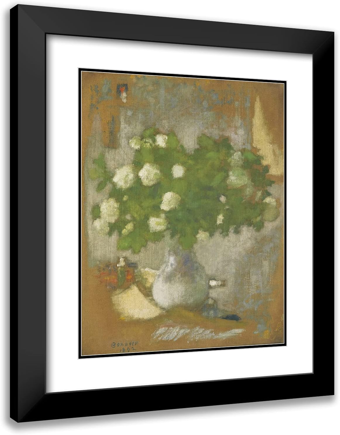 ArtDirect Pierre Bonnard 15x18 Black Modern Frame and Double Matted Museum Art Print Titled - Flowers, Snowballs (1892)