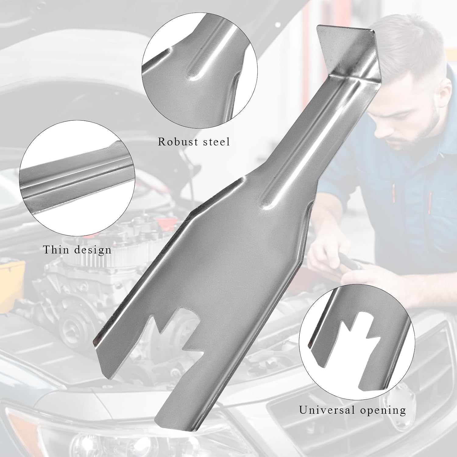 Window Handle Removal Tool, Carbon Steel Car Window Crank Remover Door Panel Clip Installer, Universal Clip Pry Portable Tool for Automotive Interior Windows Door Handles image 3
