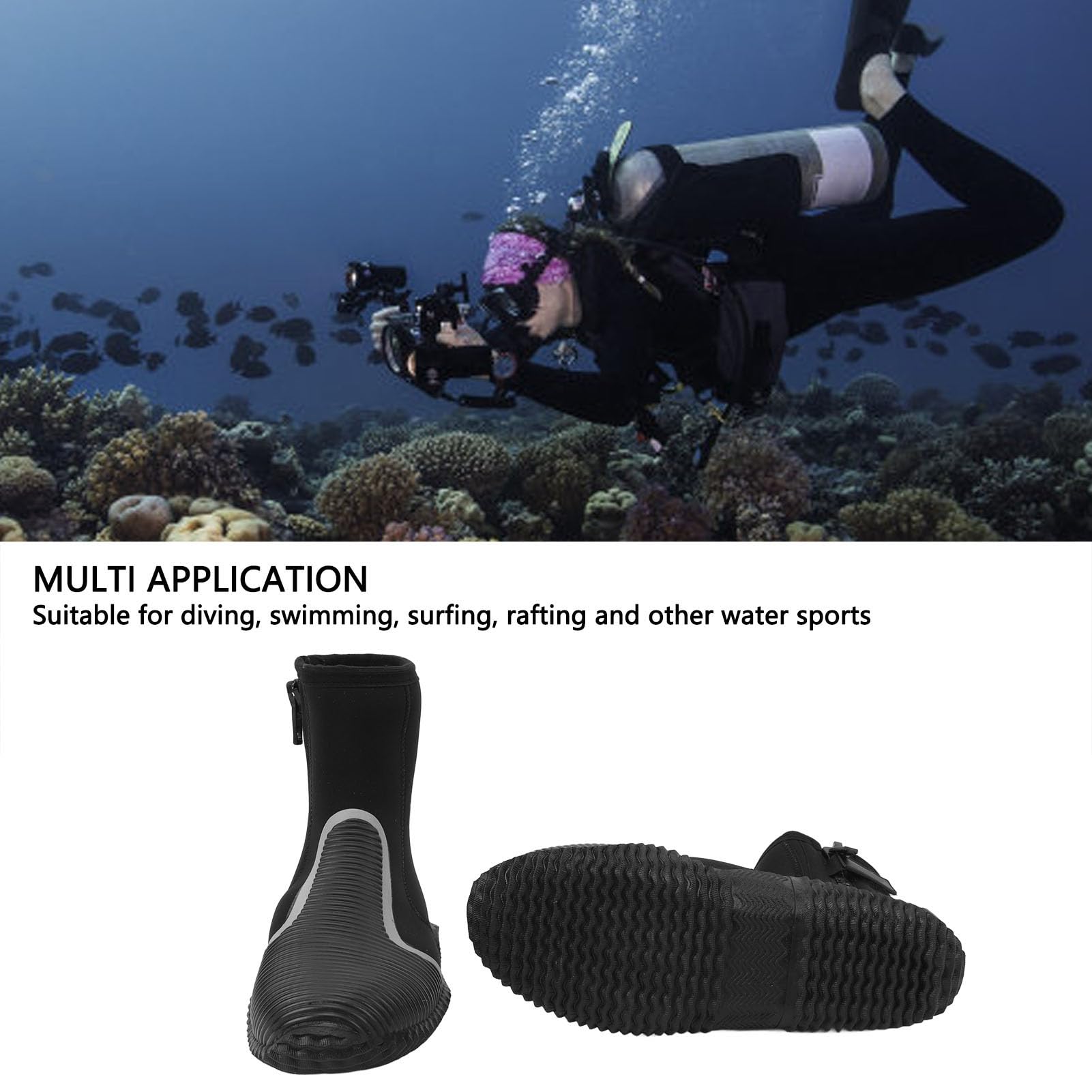 Naroote Profesjonalne Buty do Nurkowania 5 Mm, Neoprenowe Buty do Wody, Nurkowania z antypoślizgową podeszwą i miękką wyściółką, Idealne, Snorkelingu, Surfingu, Raftingu
