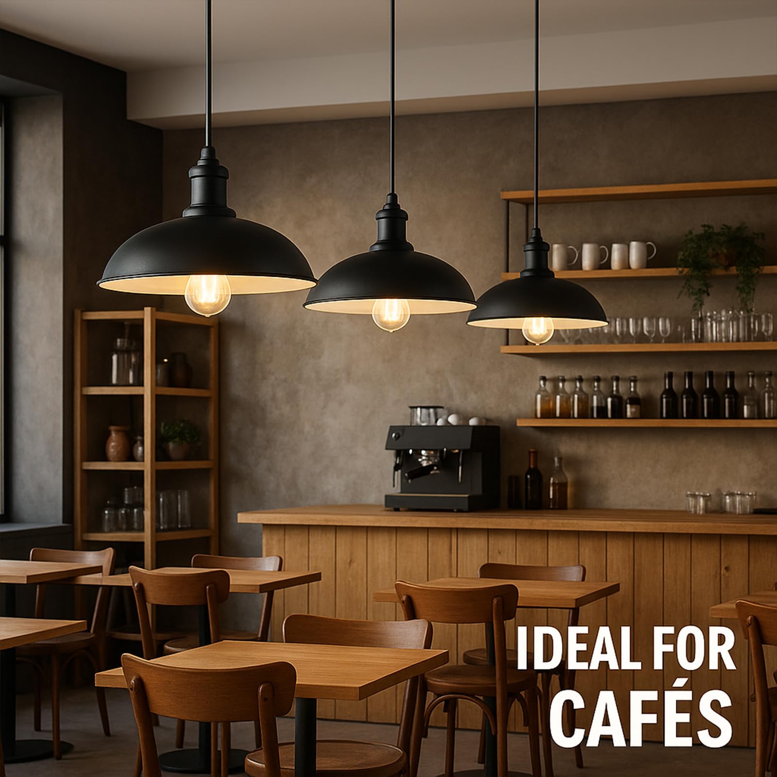 EKSED Lámpara Colgante Industrial de Metal – Luz de Techo Moderna con Casquillo E27 y Altura Ajustable 1 m para Cocina Comedor Entrada Barra (negro)