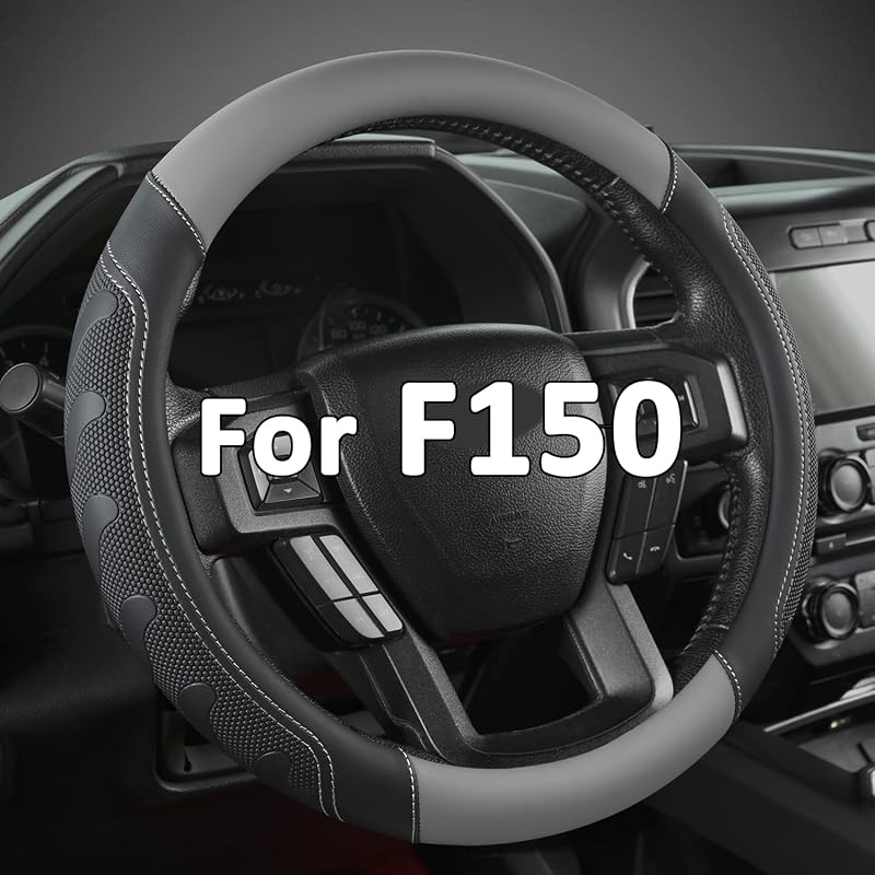 Capa para Volante GIANT PANDA para Ford F-150, F-250, F-350 e Expedition, Preto e Cinza, 39,5–40 cm